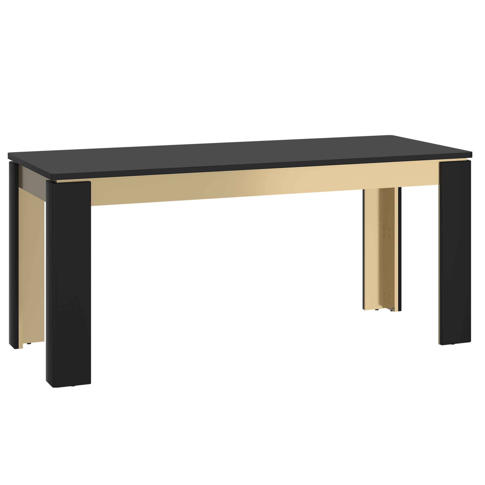 Esstisch - schwarz matt - gold - ausziehbar