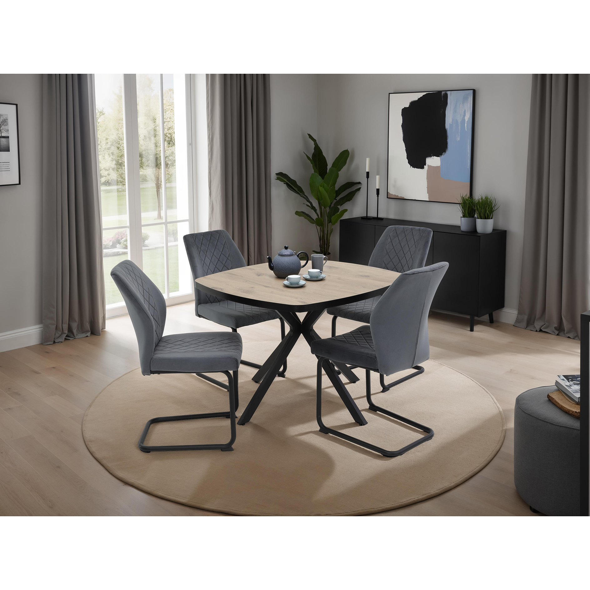 Esstisch - Viking Oak - schwarz - 100x100 cm