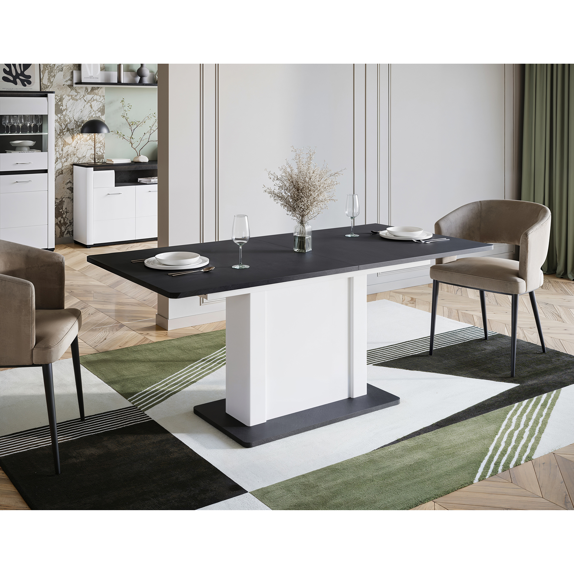 Esstisch - weiß - Matera - ausziebar - 180-220 cm