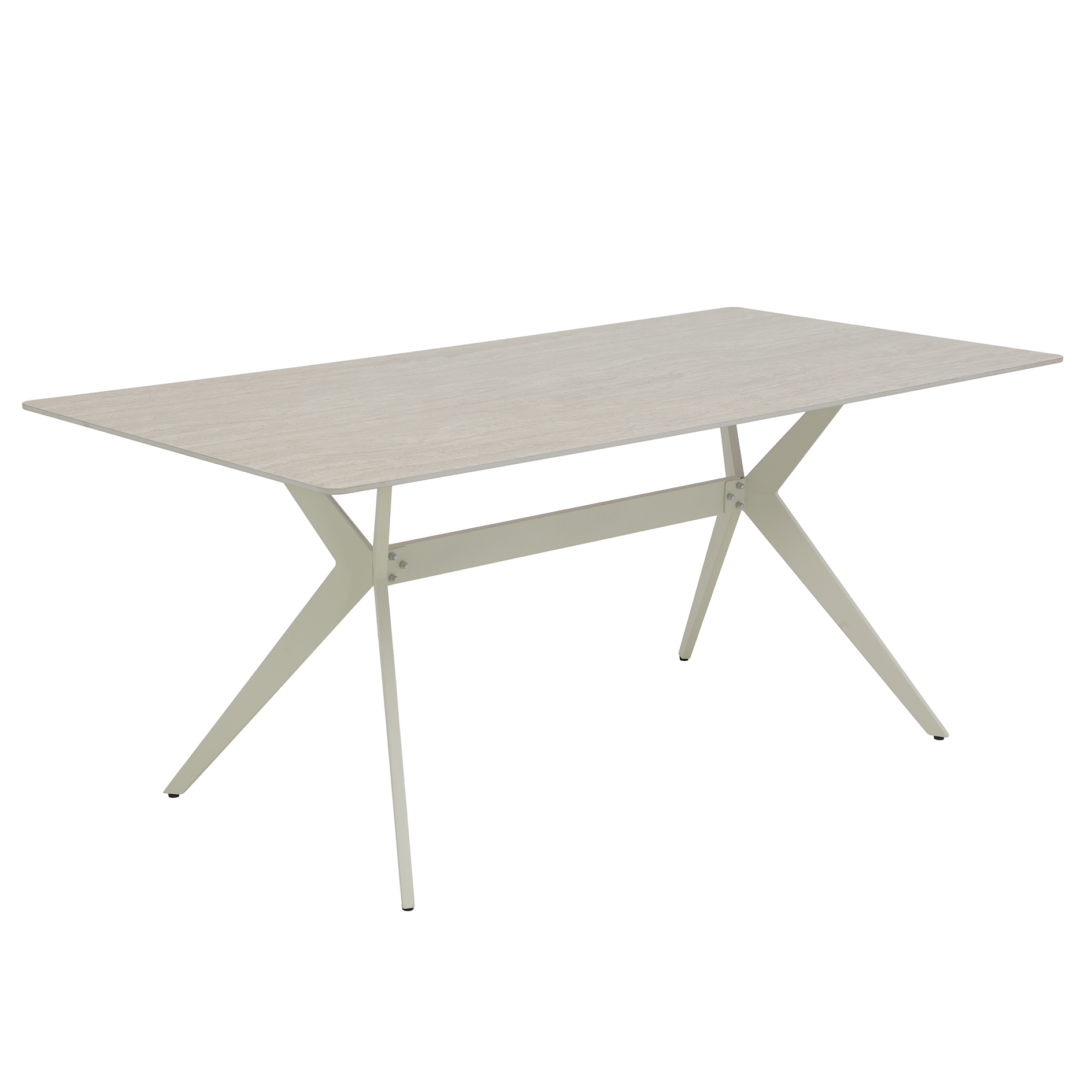 Esstisch - weiße Marmoroptik - Travertin-Optik - perlweiß - 180x90 cm