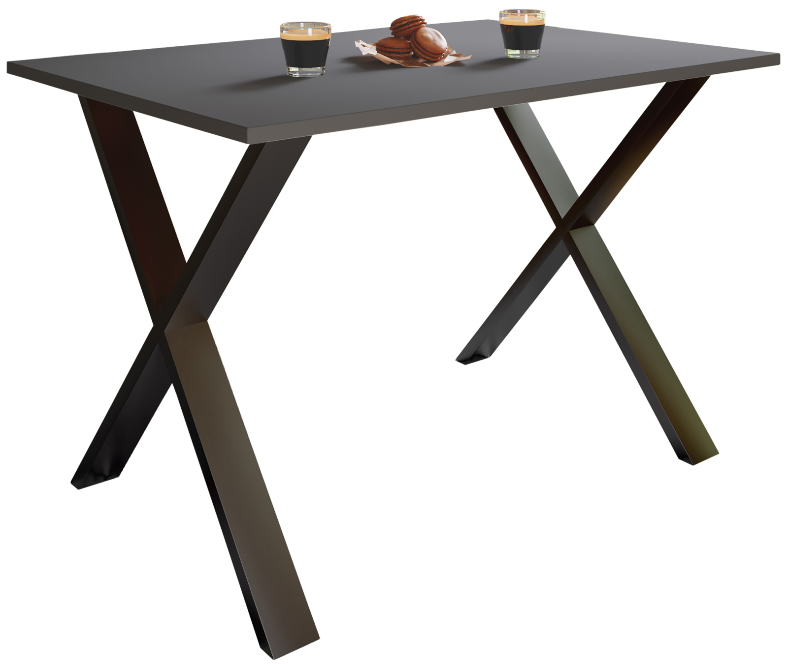 Esstisch XONA - anthrazit-schwarz - X-Gestell - 110x80 cm