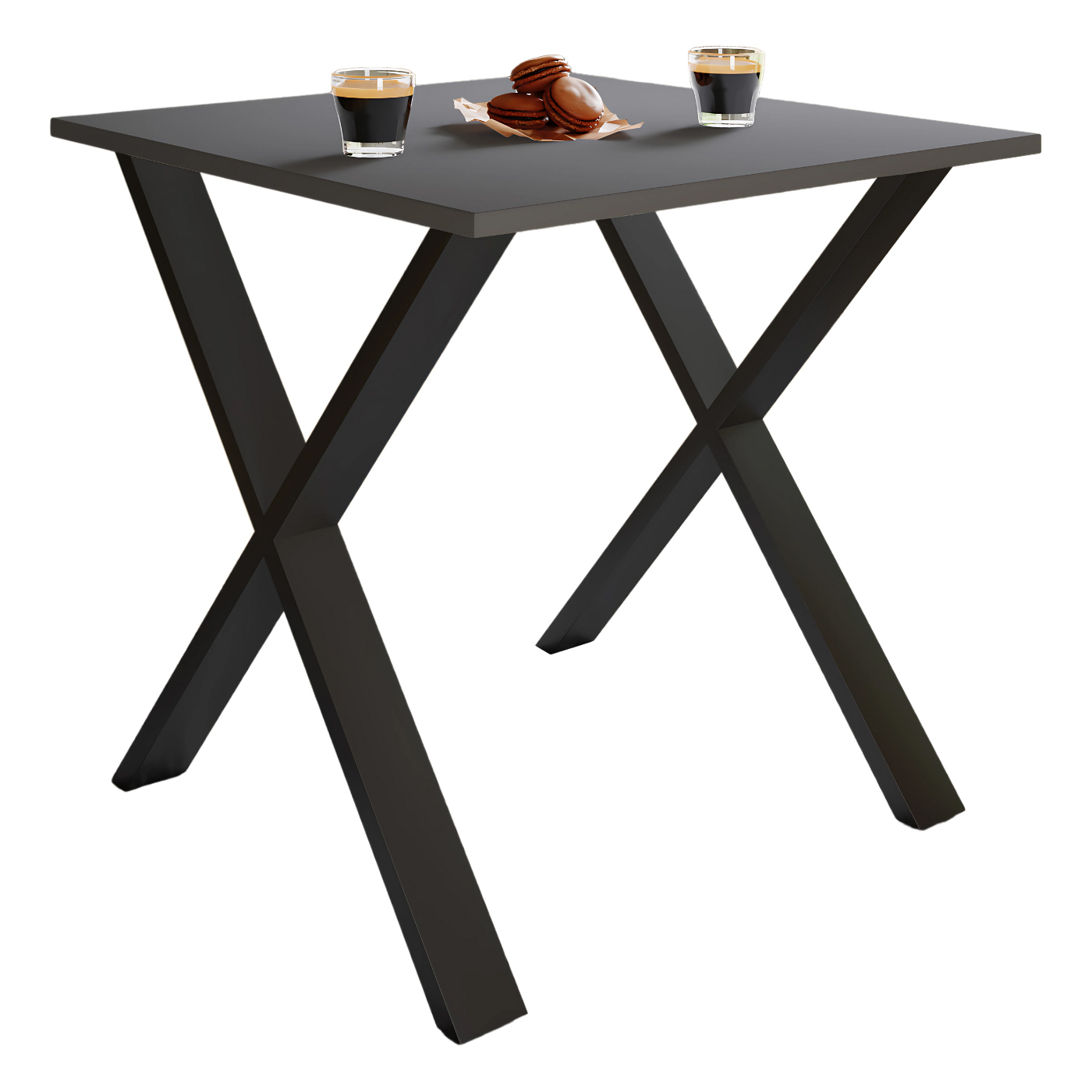 Esstisch XONA - anthrazit-schwarz - X-Gestell - 80x80 cm