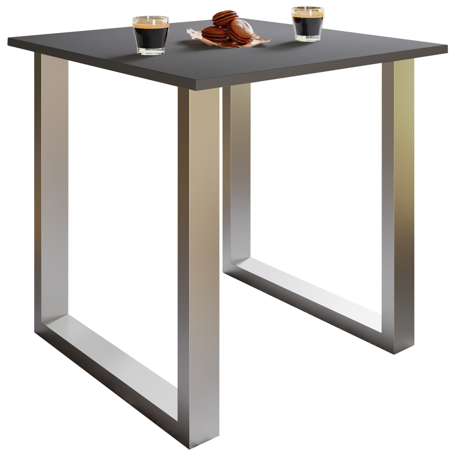 Esstisch XONA - anthrazit-silber - U-Gestell - 80x80 cm