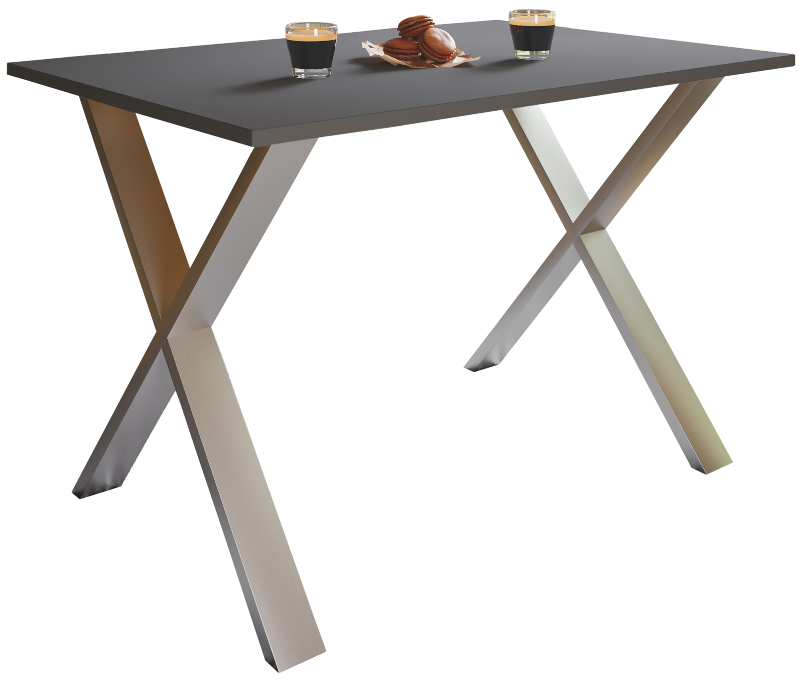 Esstisch XONA - anthrazit-silber - X-Gestell - 110x50 cm