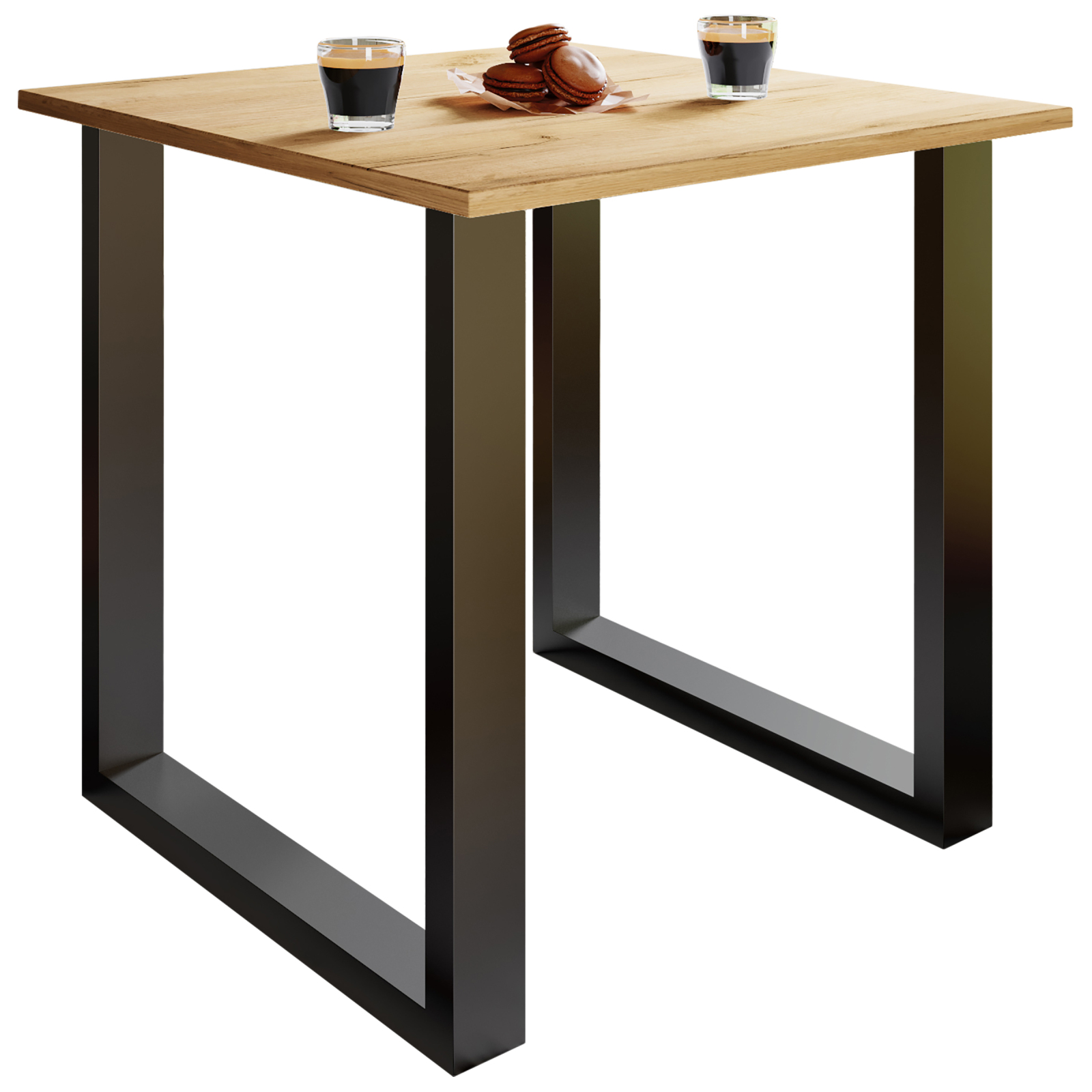 Esstisch XONA - Honig Eiche - schwarz - U-Gestell - 80x80 cm