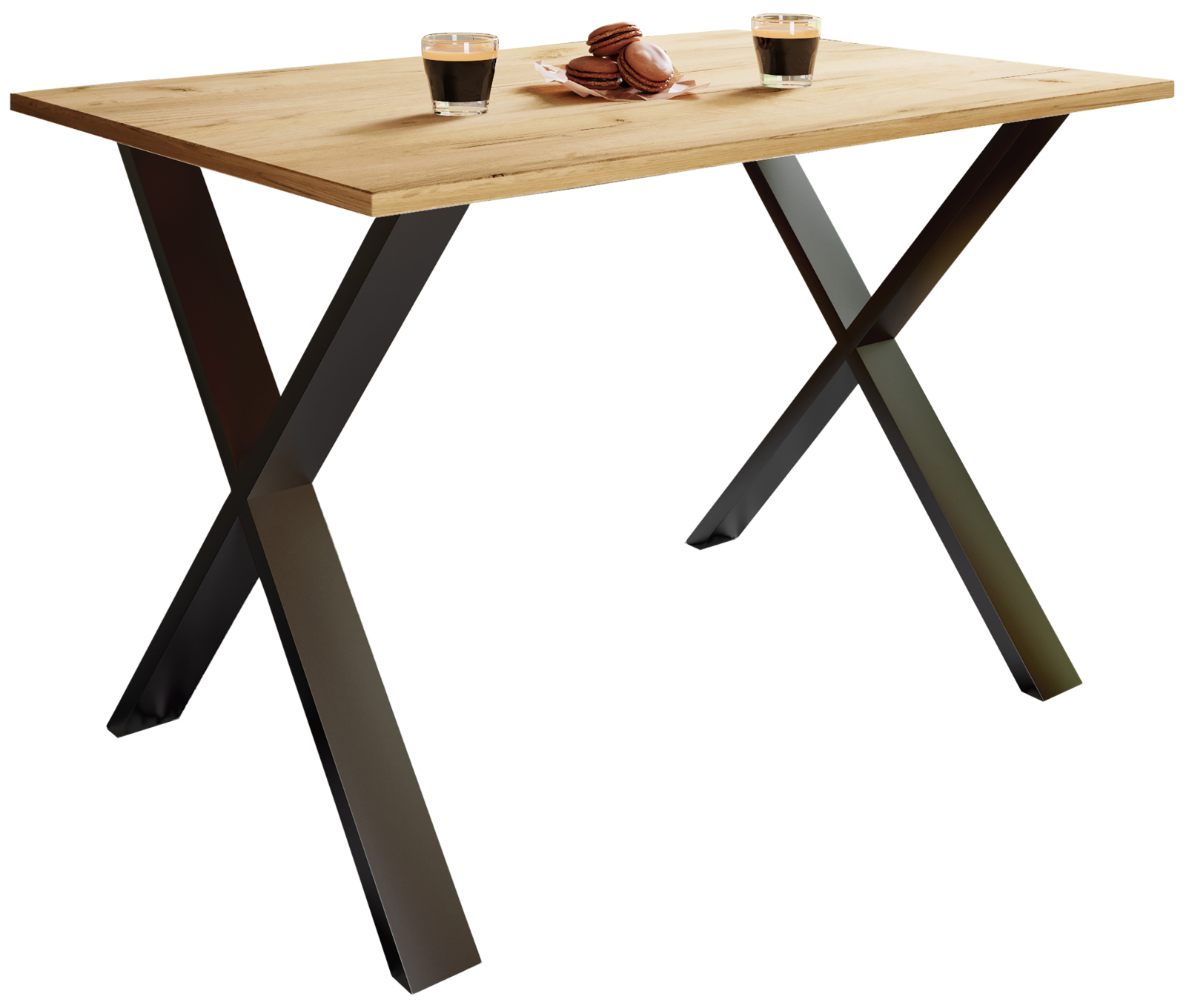 Esstisch XONA - Honig Eiche - schwarz - X-Gestell - 110x50 cm