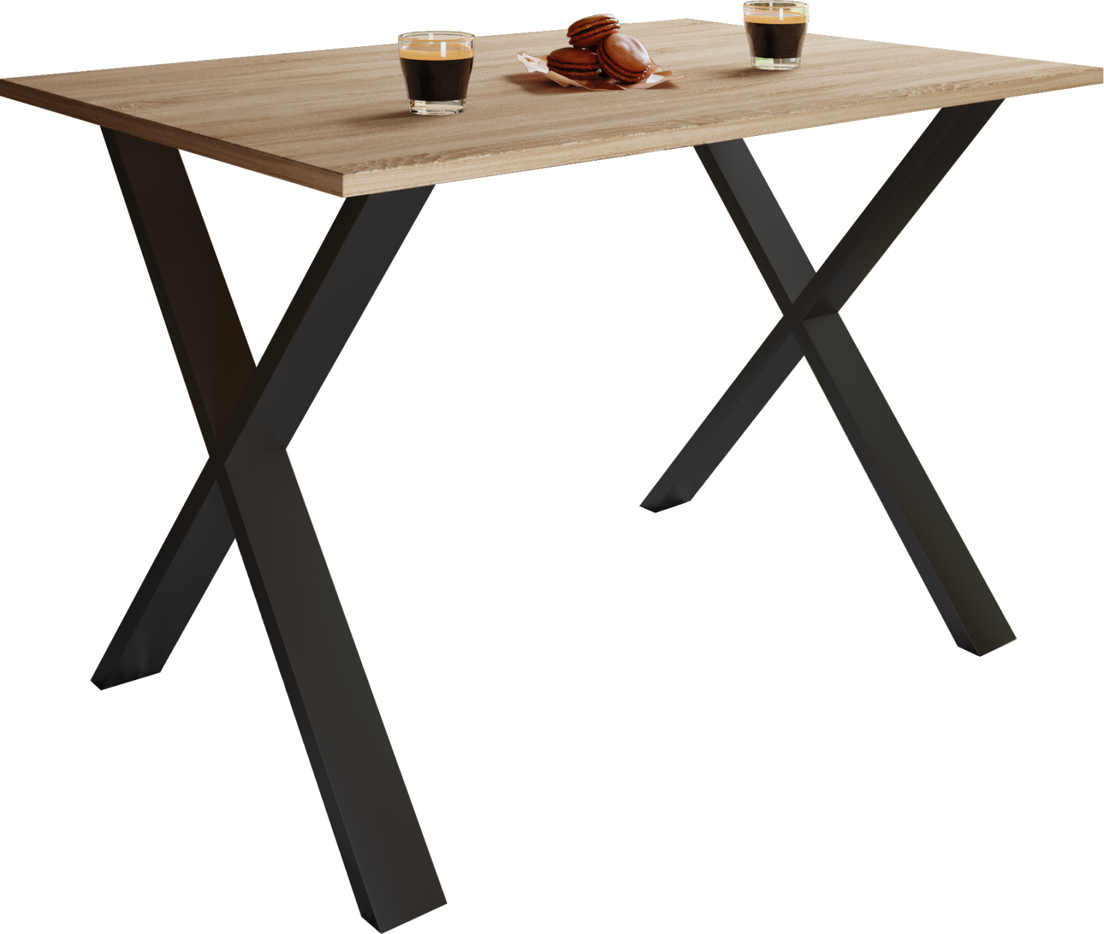 Esstisch XONA - Sonoma Eiche - schwarz - X-Gestell - 140x50 cm