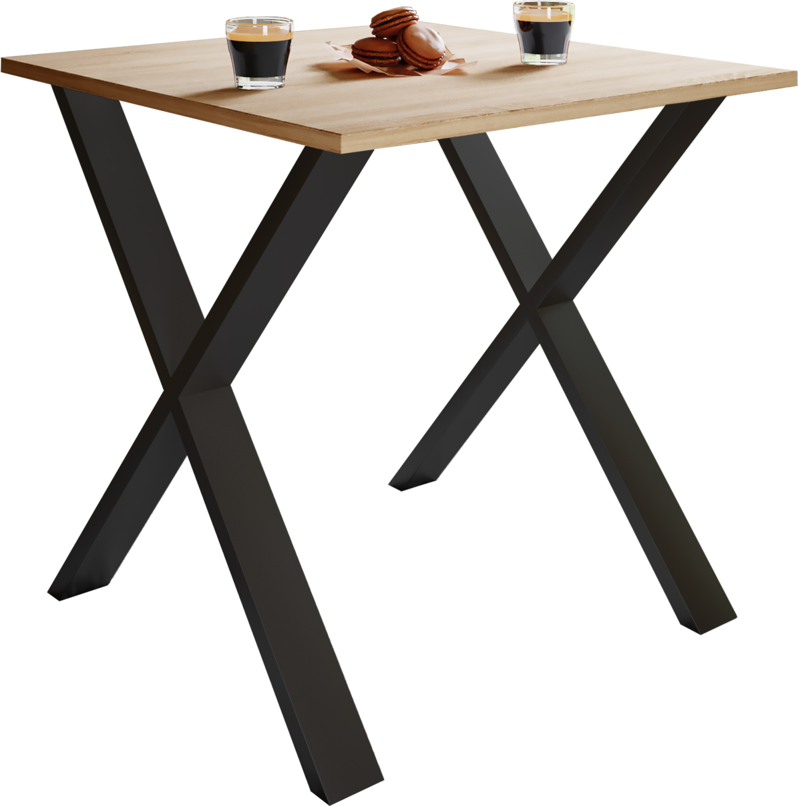Esstisch XONA - Sonoma Eiche - schwarz - X-Gestell - 80x80 cm