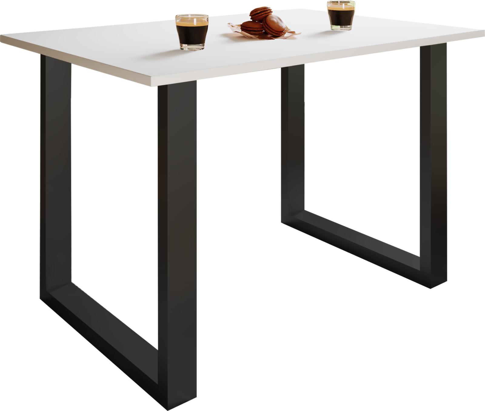Esstisch XONA - weiß-schwarz - U-Gestell - 110x80 cm