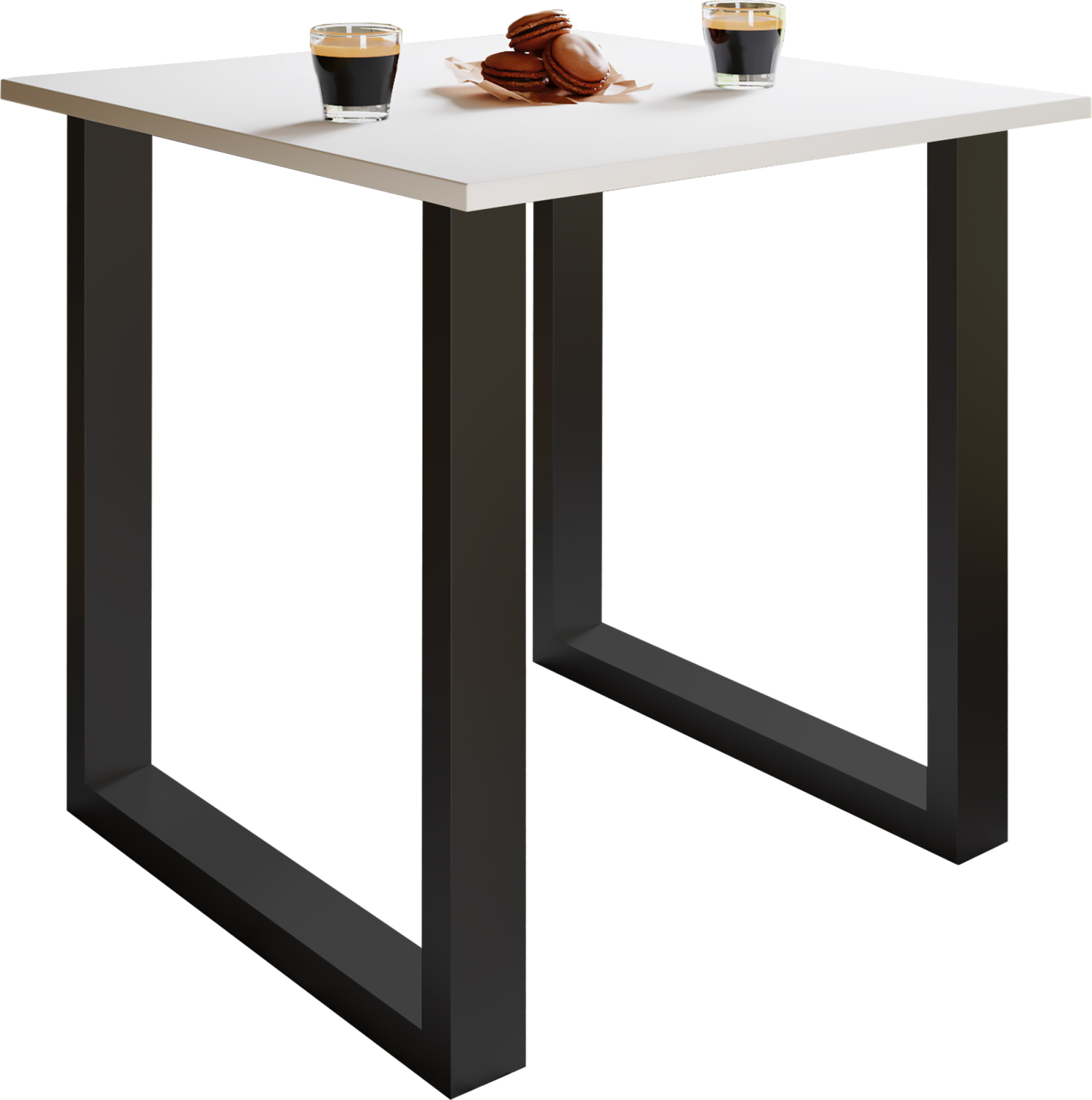 Esstisch XONA - weiß-schwarz - U-Gestell - 80x80 cm