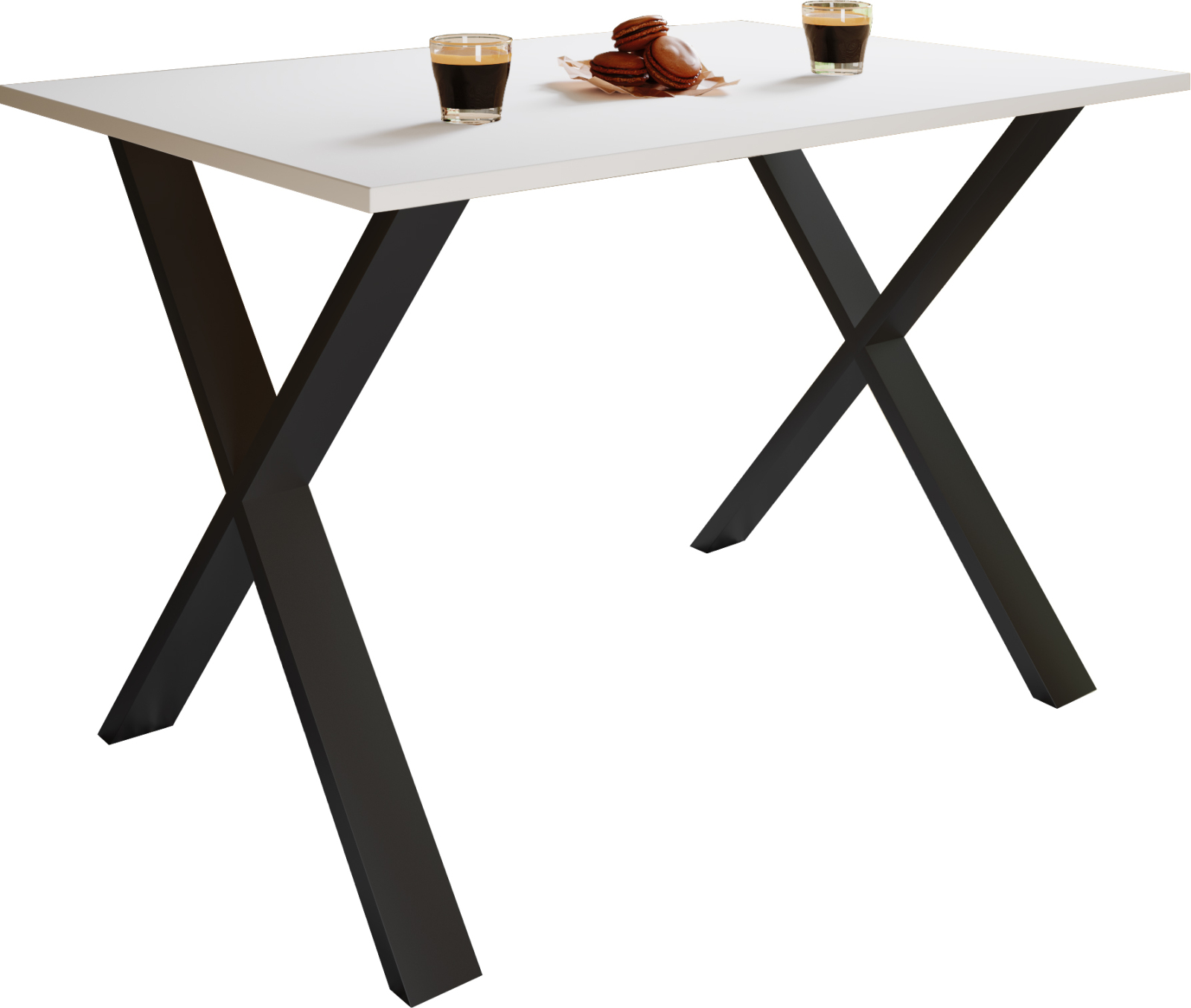 Esstisch XONA - weiß-schwarz - X-Gestell - 110x80 cm