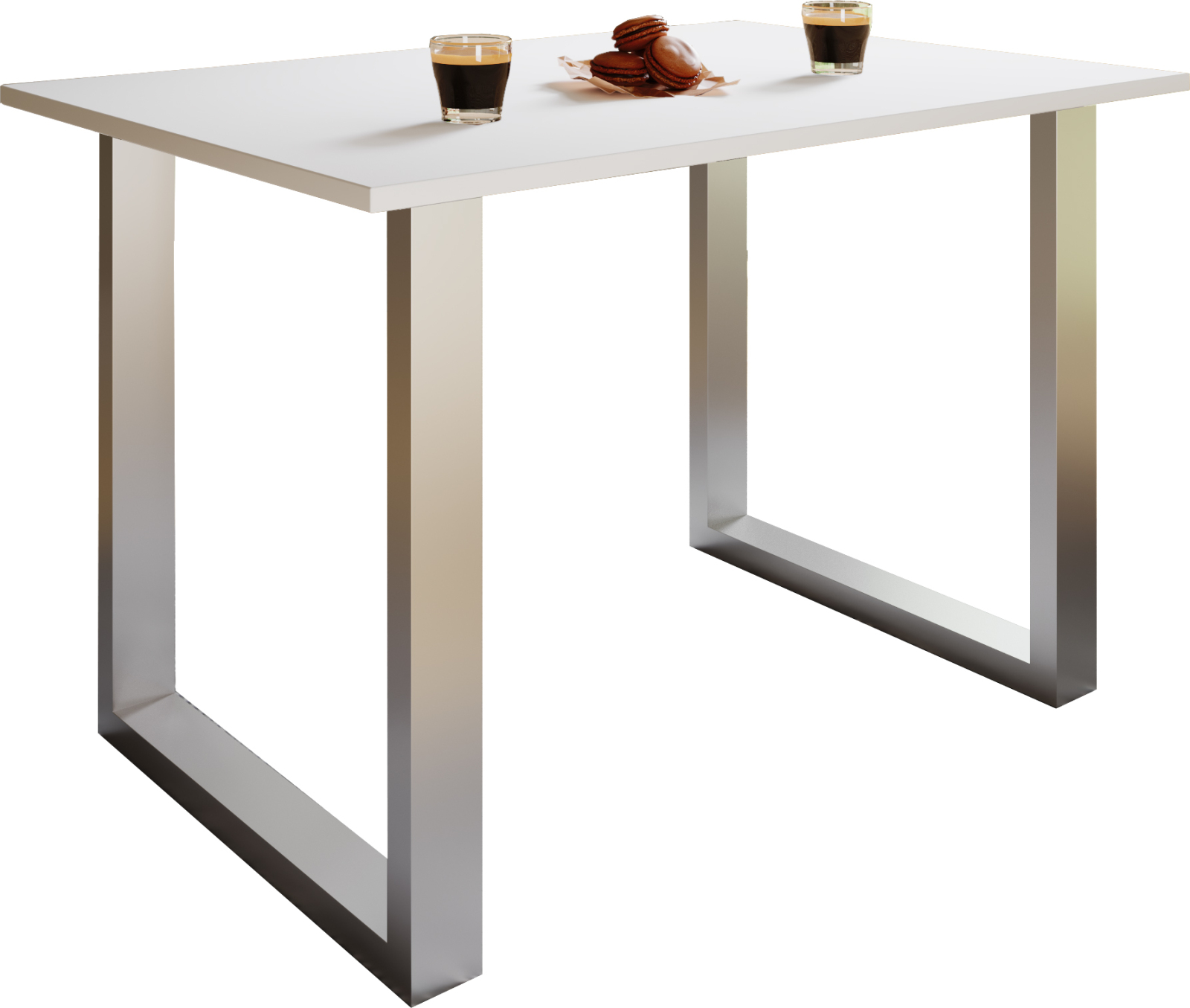 Esstisch XONA - weiß-silber - U-Gestell - 140x80 cm