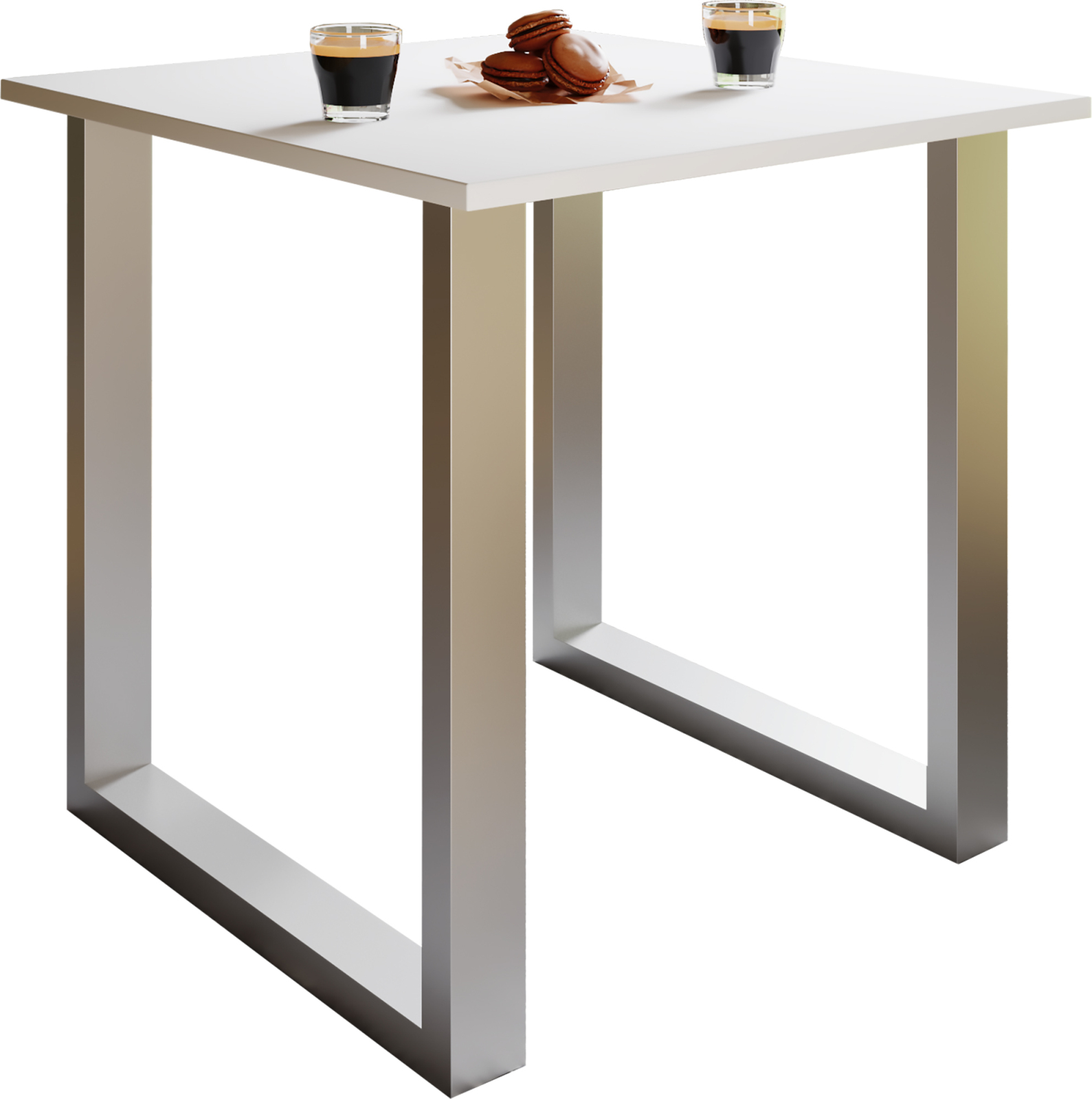 Esstisch XONA - weiß-silber - U-Gestell - 80x80 cm