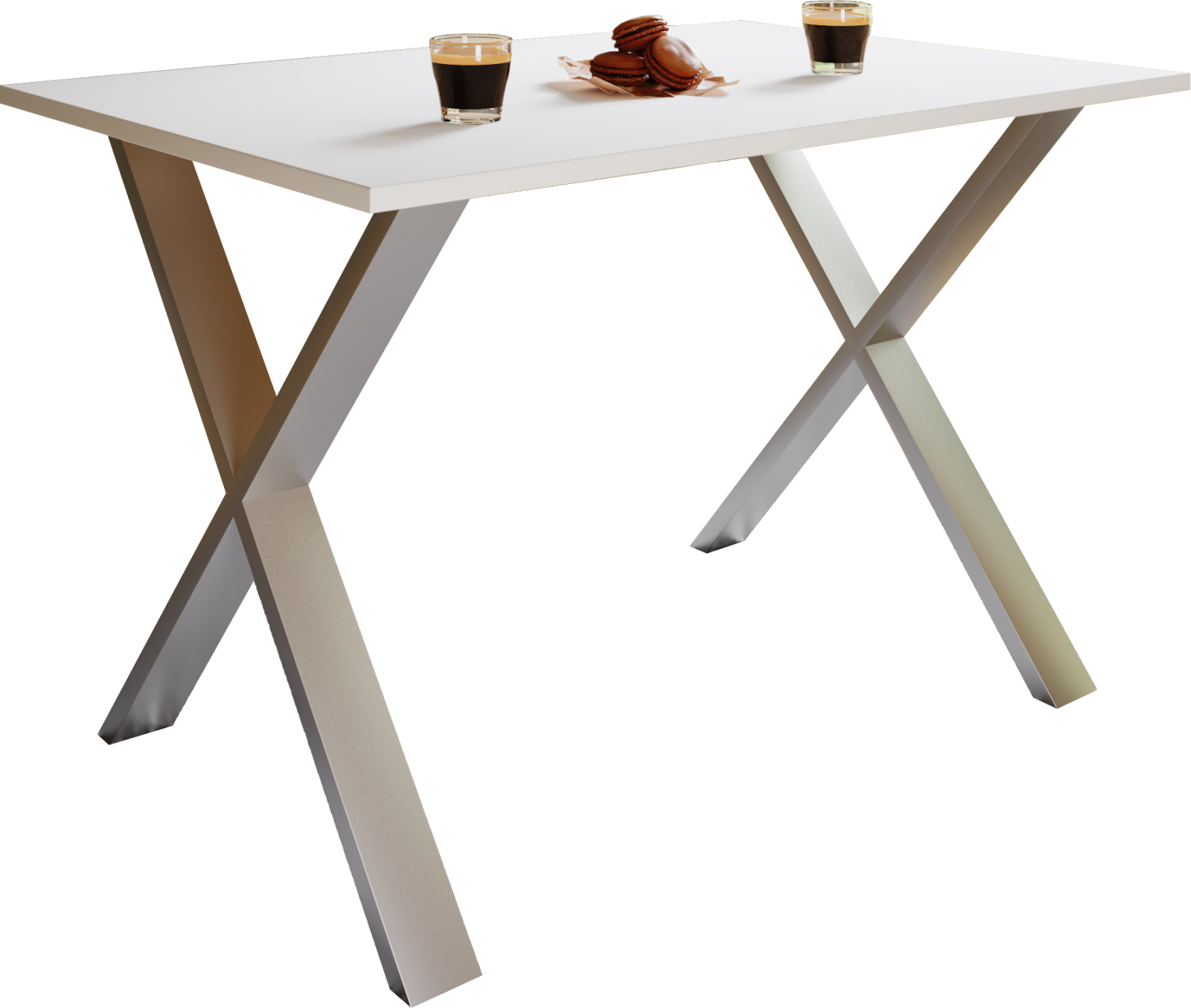 Esstisch XONA - weiß-silber - X-Gestell - 140x50 cm