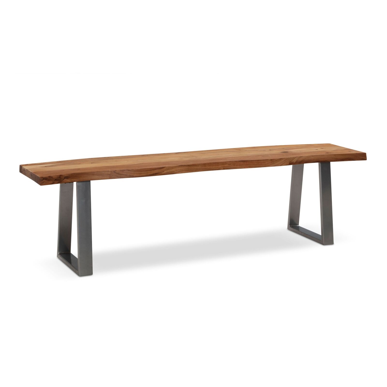 Esszimmerbank - Akazie Massivholz - Trapezbeine chromfarben - 140 cm