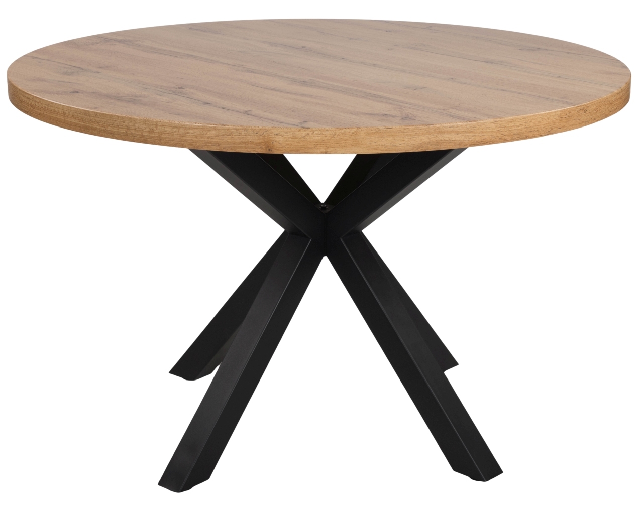 Esszimmertisch - Wildeiche naturbraun - schwarz - Ø 120 cm