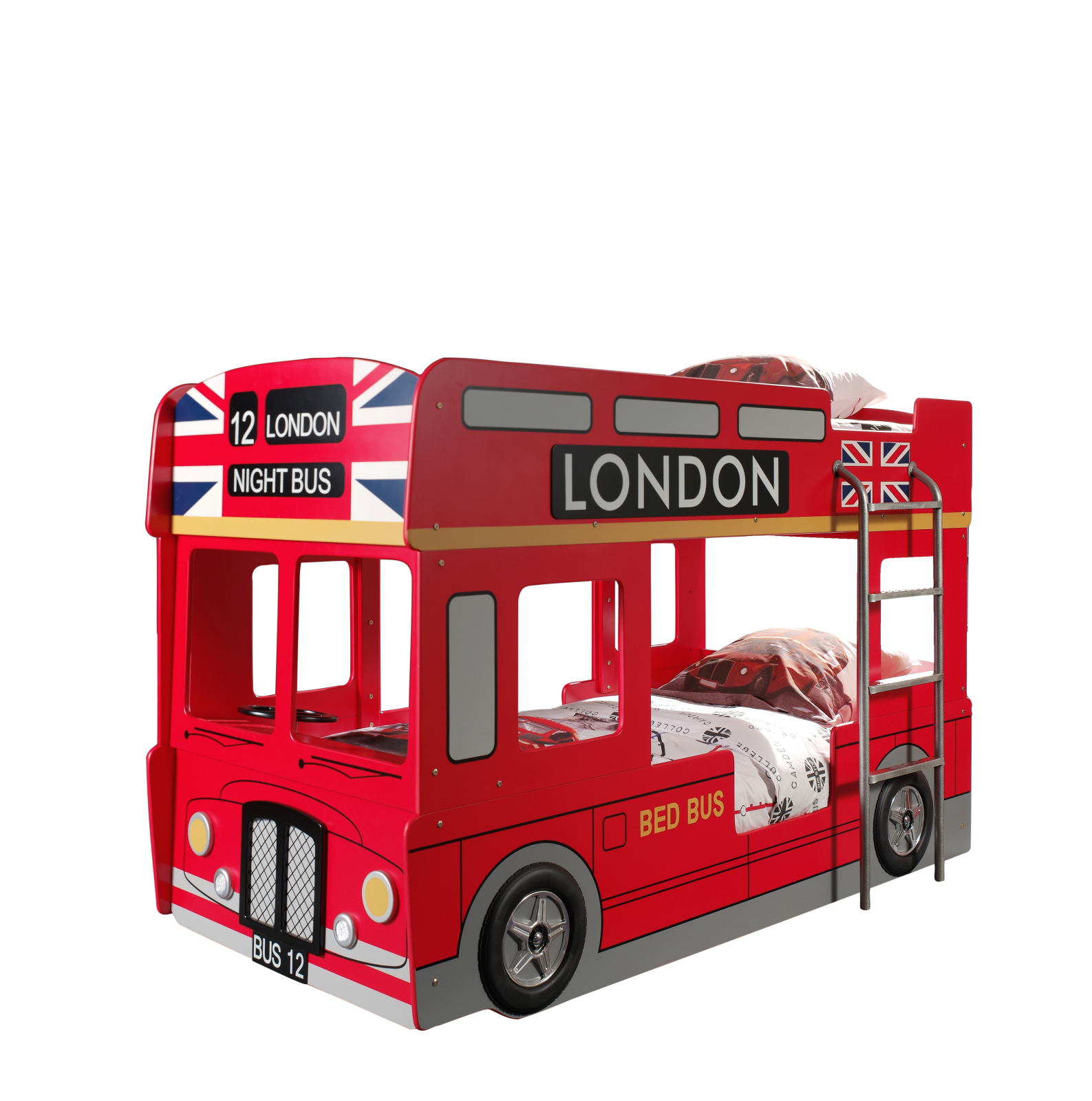 Etagenbett LONDON BUS - rot - 2x 90x200 cm