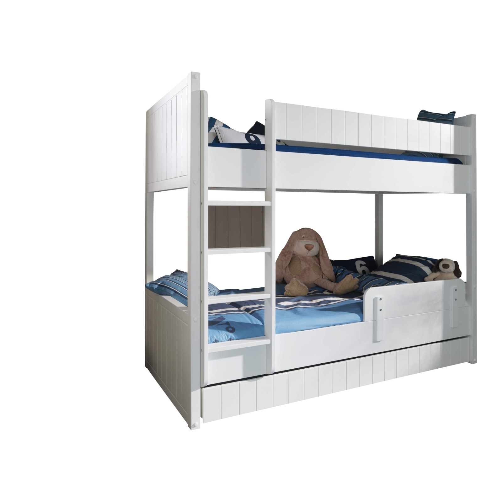 Etagenbett ROBIN - weiß - mit Leiter - 2x 90x200 cm