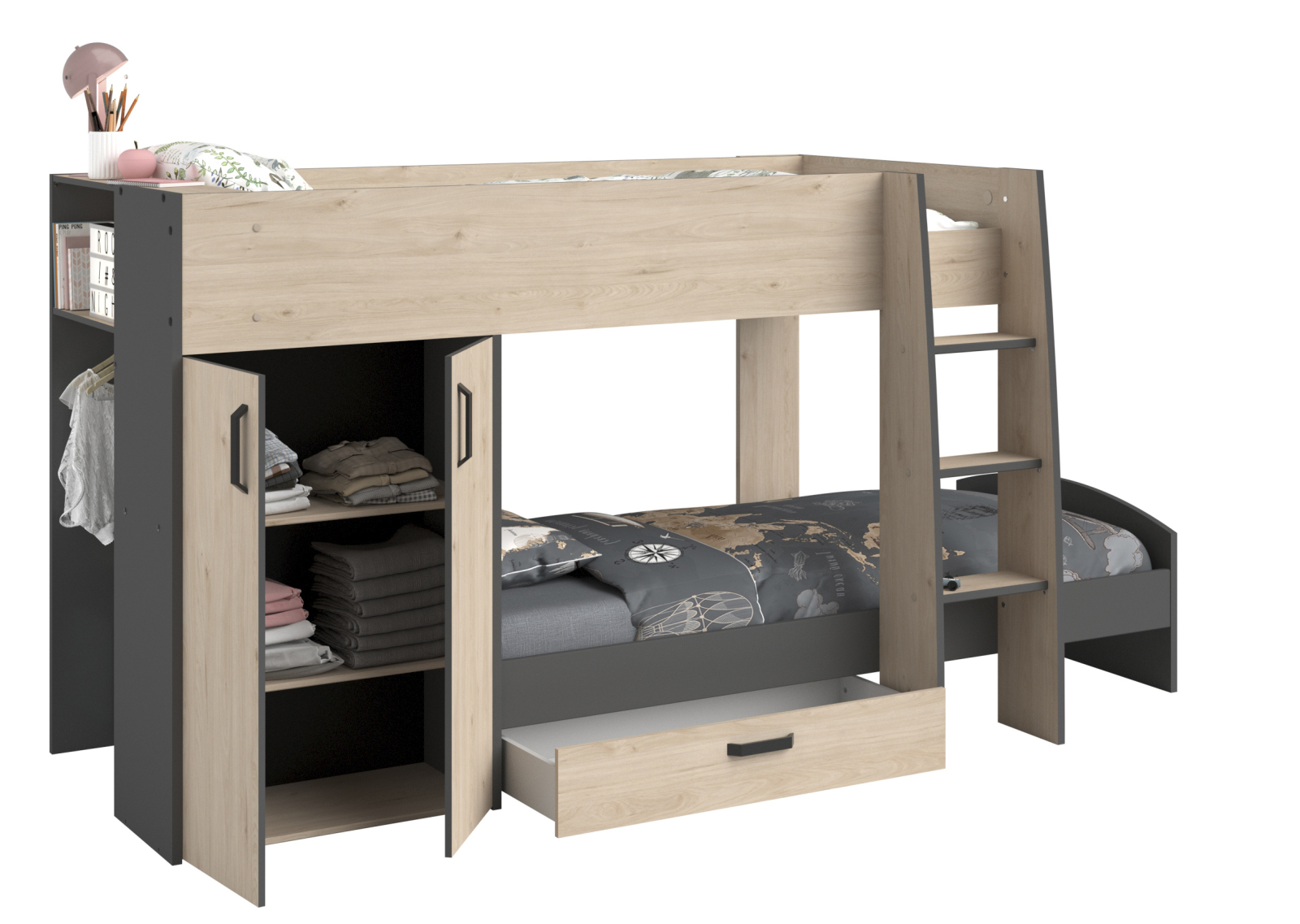 Etagenbett STIM 2 - Eiche Jackson-grau - 90x200 cm