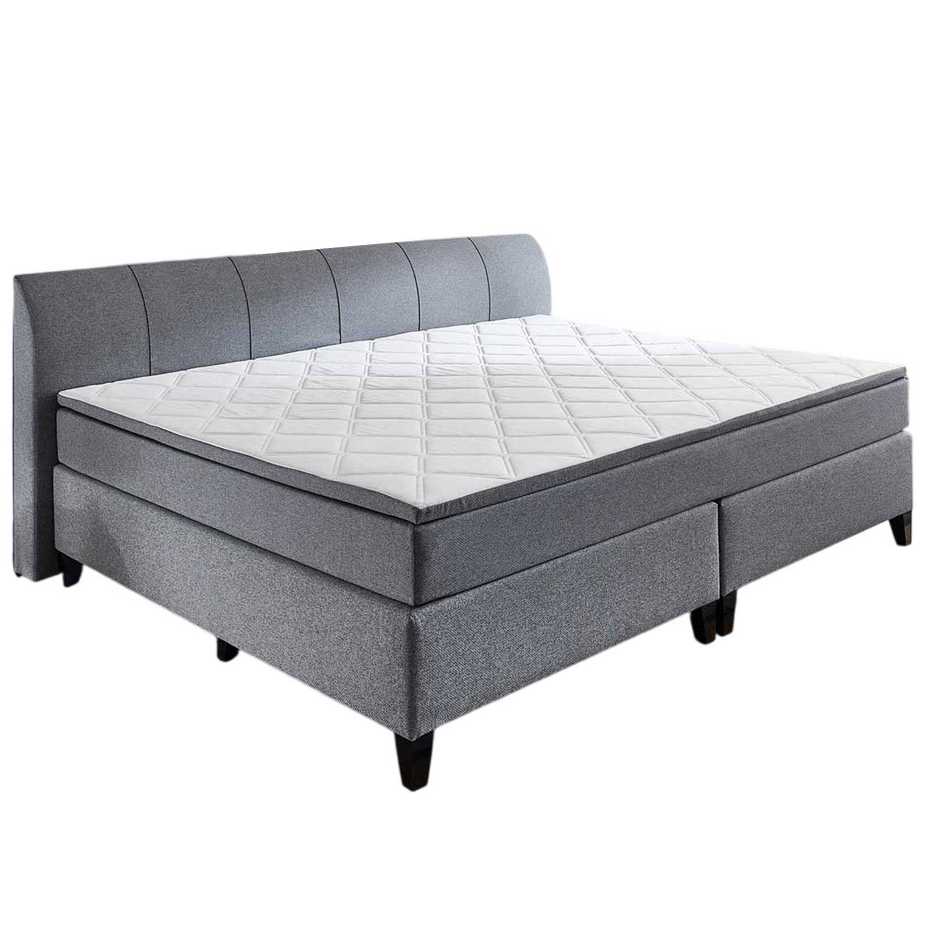 Familien-Boxspringbett - grau - H3 - mit Topper und Matratzen - 240x200 cm