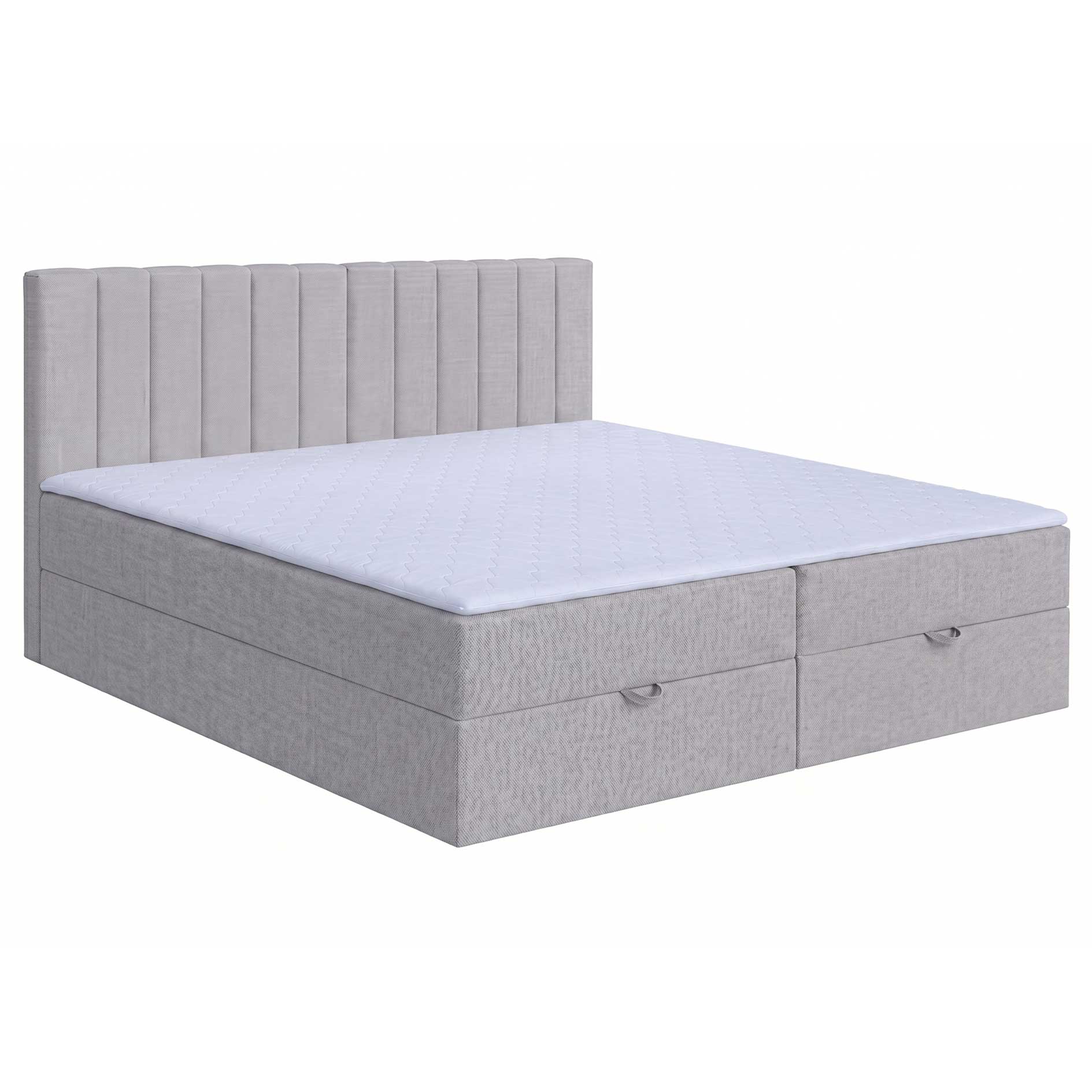 Familien-Boxspringbett - silver - H3 - inklusive Topper - 240x200 cm