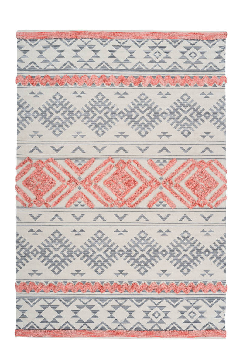 Flachgewebeteppich ETHNIE 200 - grau-apricot - 200x290 cm