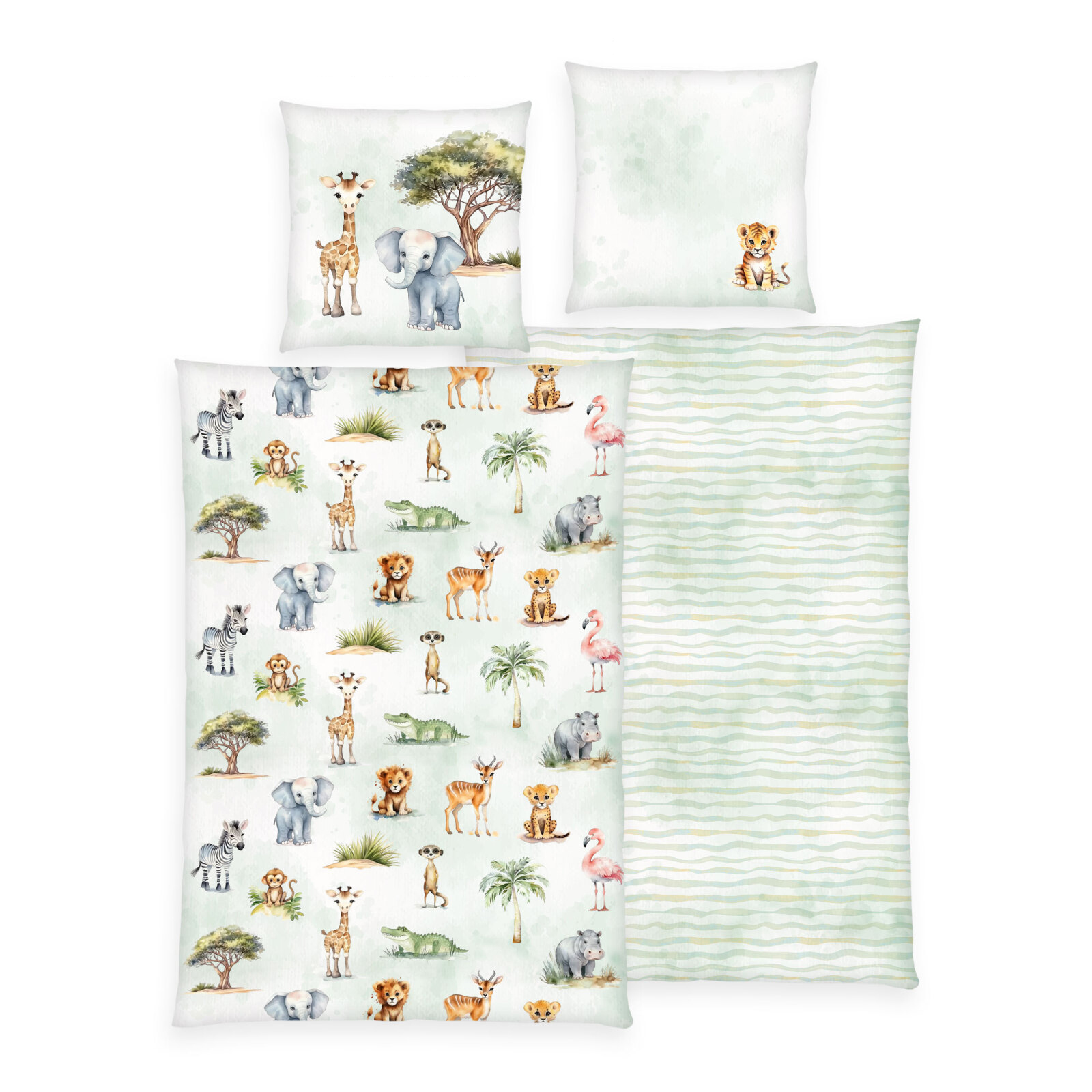 Flanell-Bettwäsche Safari - multicolor - Wendemotiv - 135x200 cm