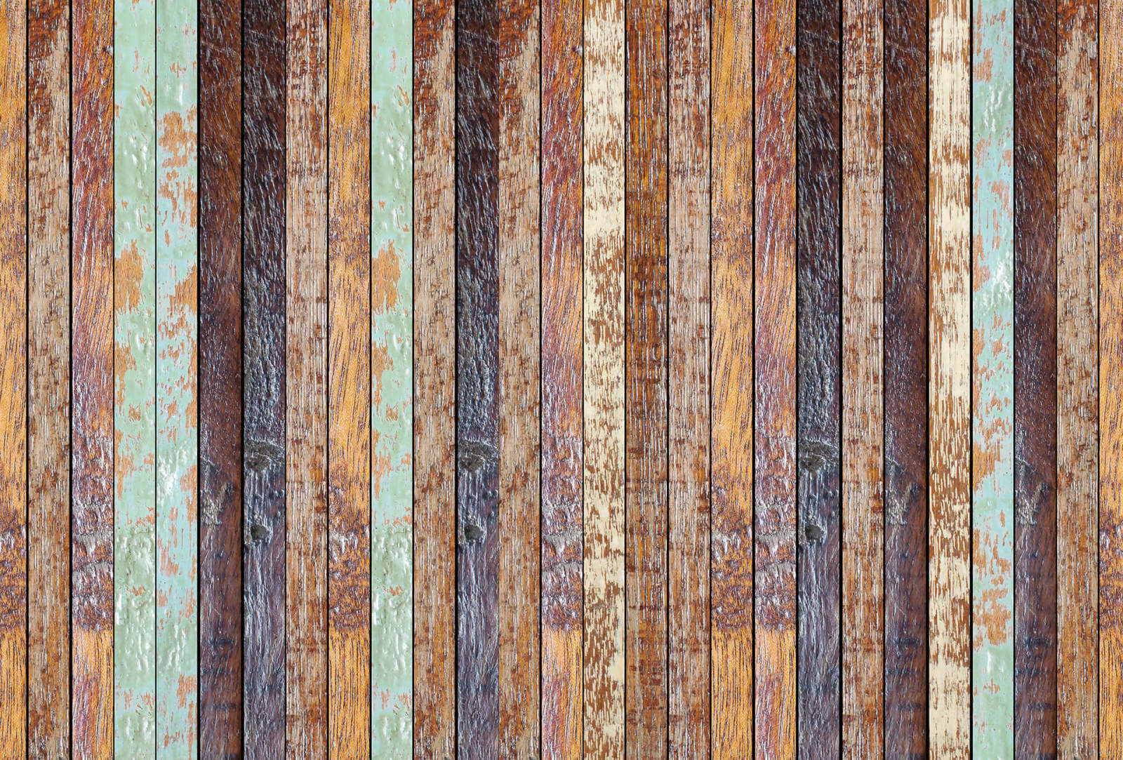 Fototapete DESIGNWALLS 2.0 - blau-braun - Holzwand - 2,6 Meter