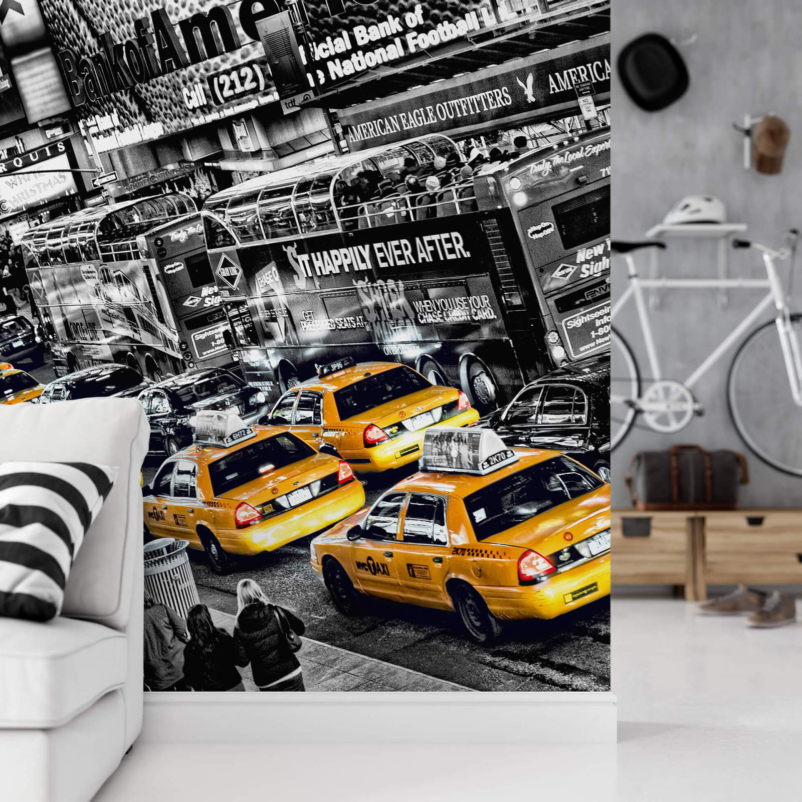 Fototapete DESIGNWALLS 2.0 - gelb-schwarz - New York - 2,5 Meter