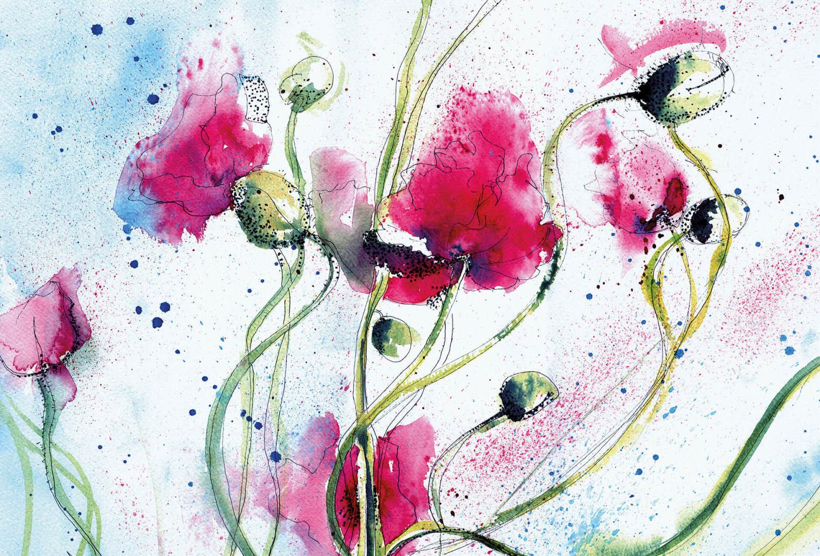 Fototapete DESIGNWALLS 2.0 - pink-grün - Blumen - 2,6 Meter