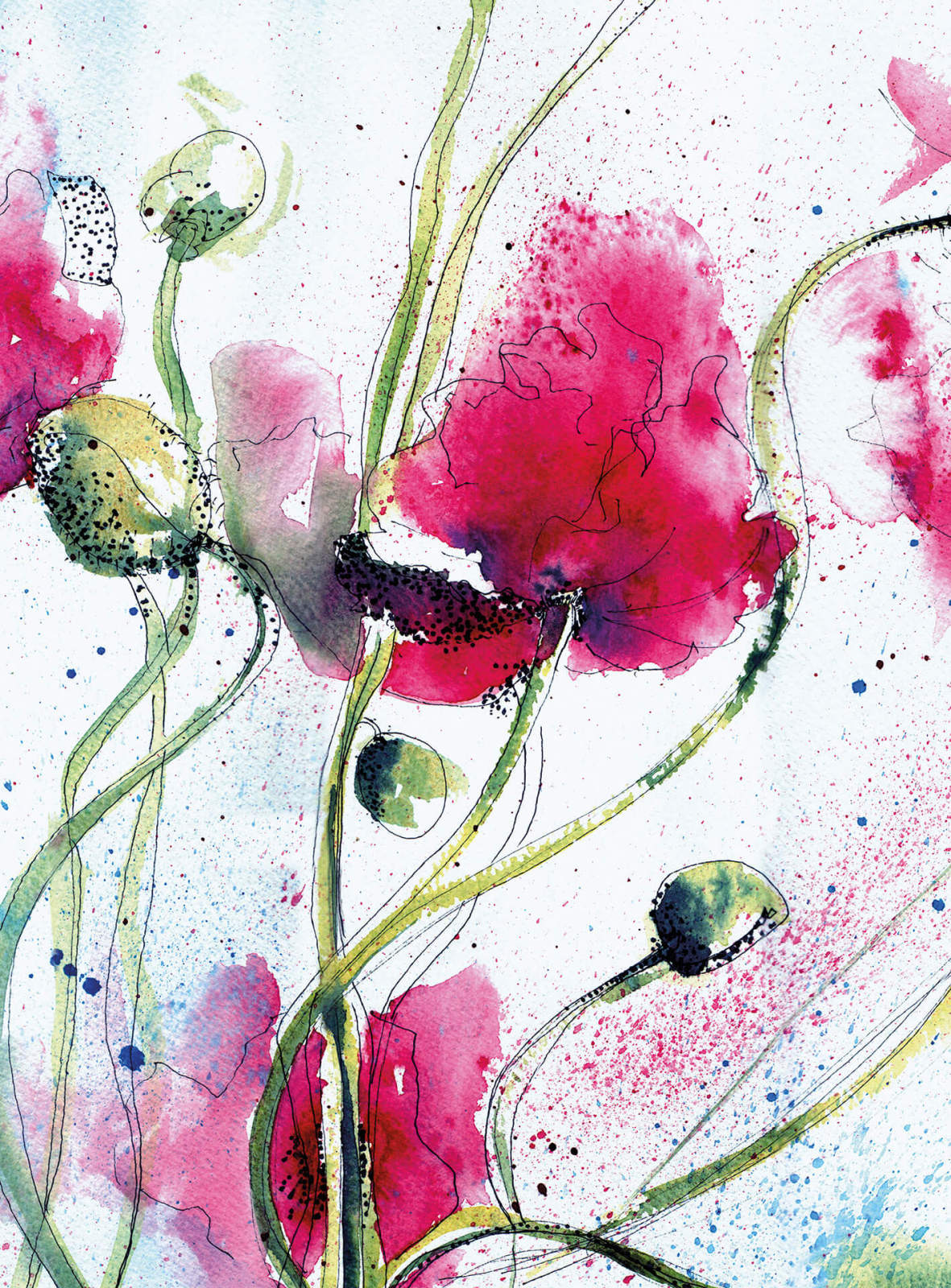 Fototapete DESIGNWALLS 2.0 - pink-grün - Blumen - 2,6 Meter
