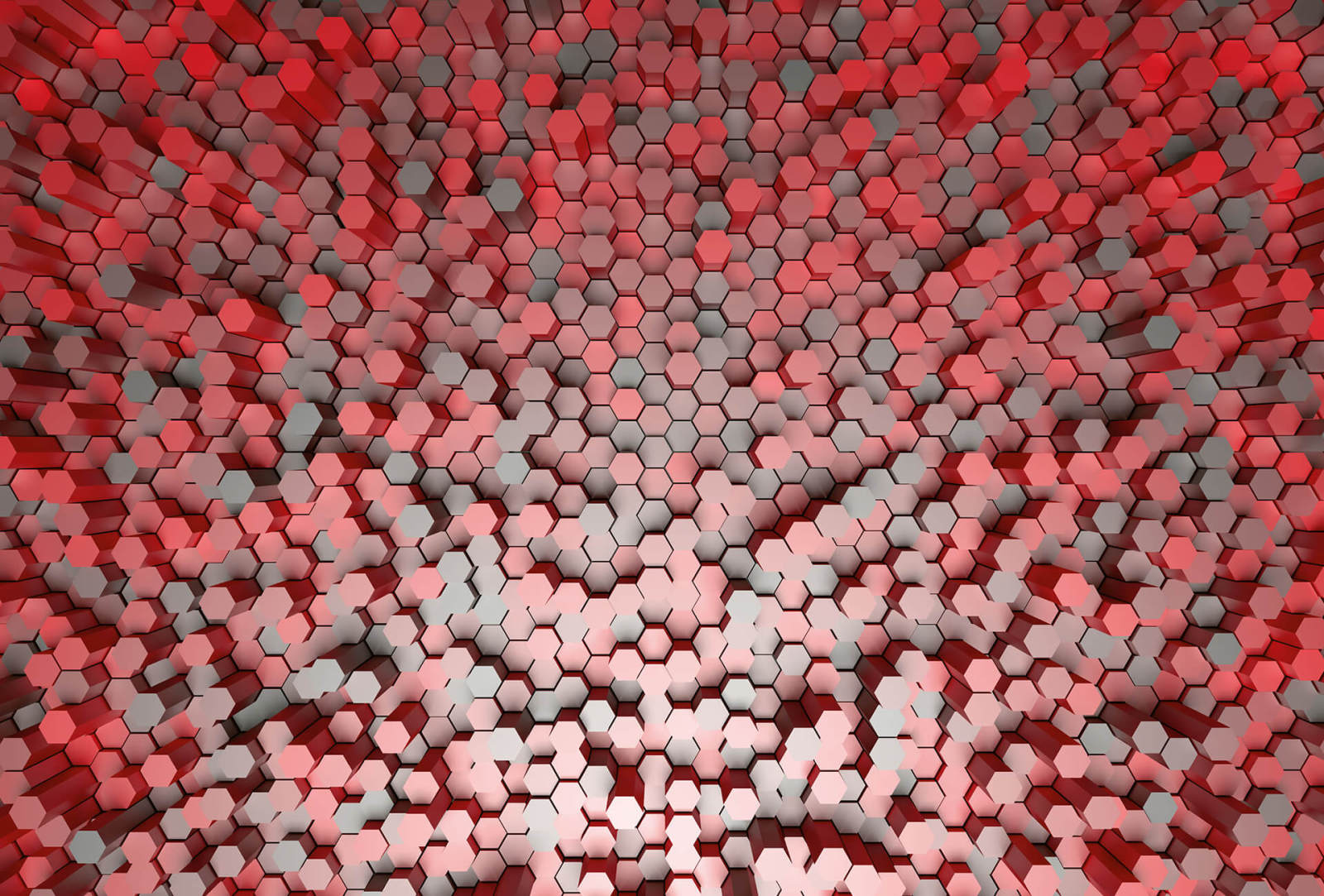Fototapete DESIGNWALLS 2.0 - rot-grau - 3D-Art - 2,6 Meter