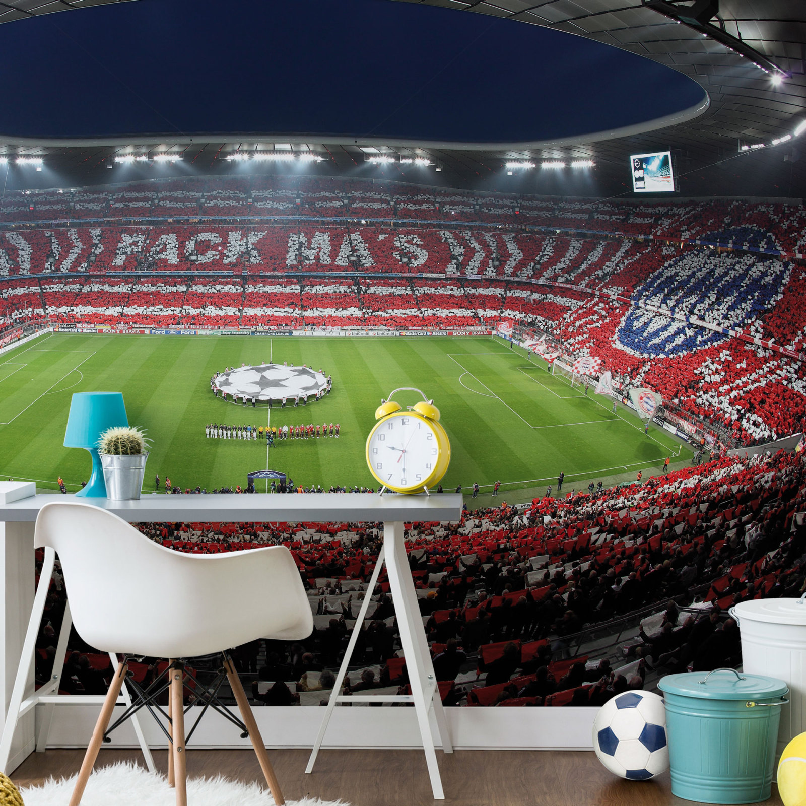 Fototapete DESIGNWALLS 2.0 - rot-grün - FCB Stadion - 2,5 Meter