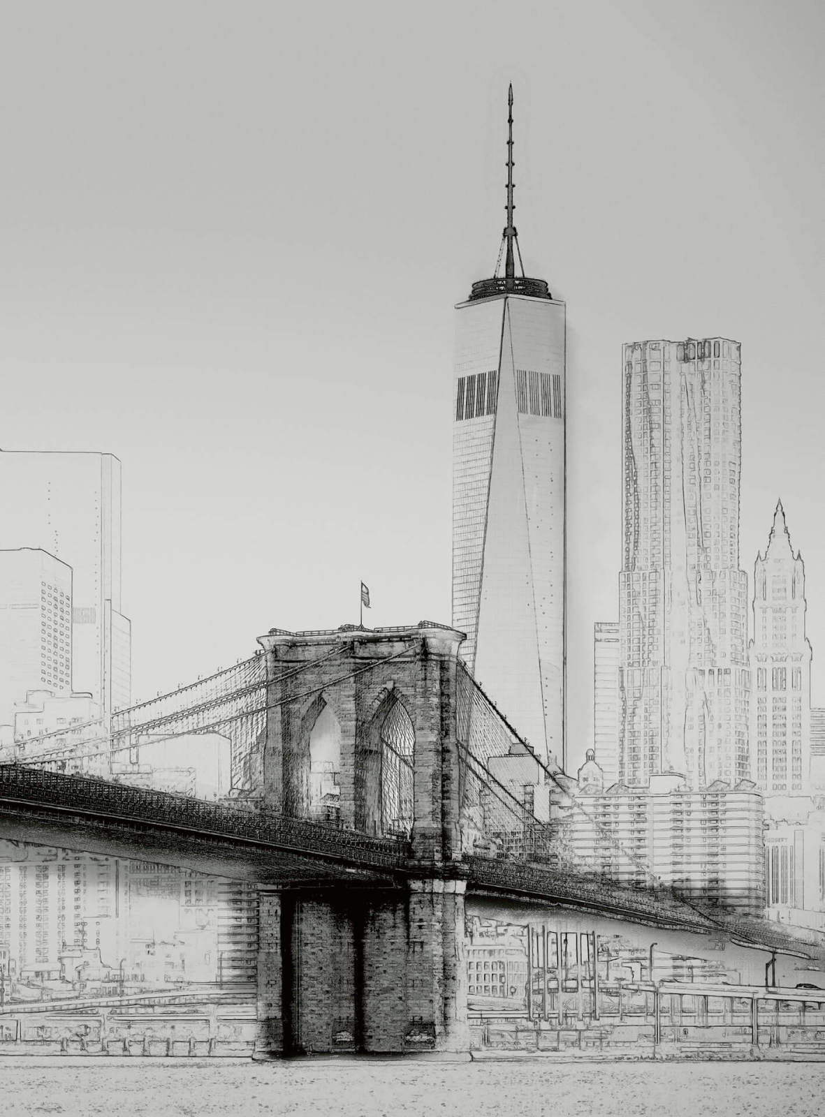Fototapete DESIGNWALLS 2.0 - schwarz-weiß - New York - 2,6 Meter