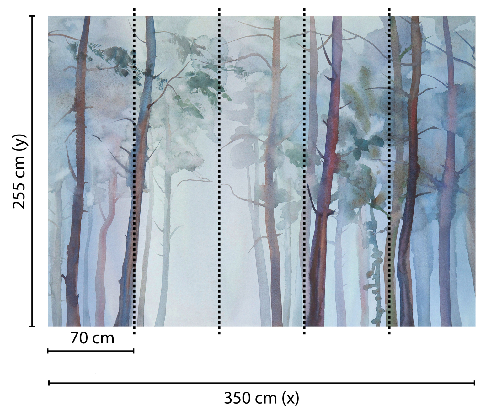 Fototapete DESIGNWALLS - blau-grün - Wald - 2,55 Meter