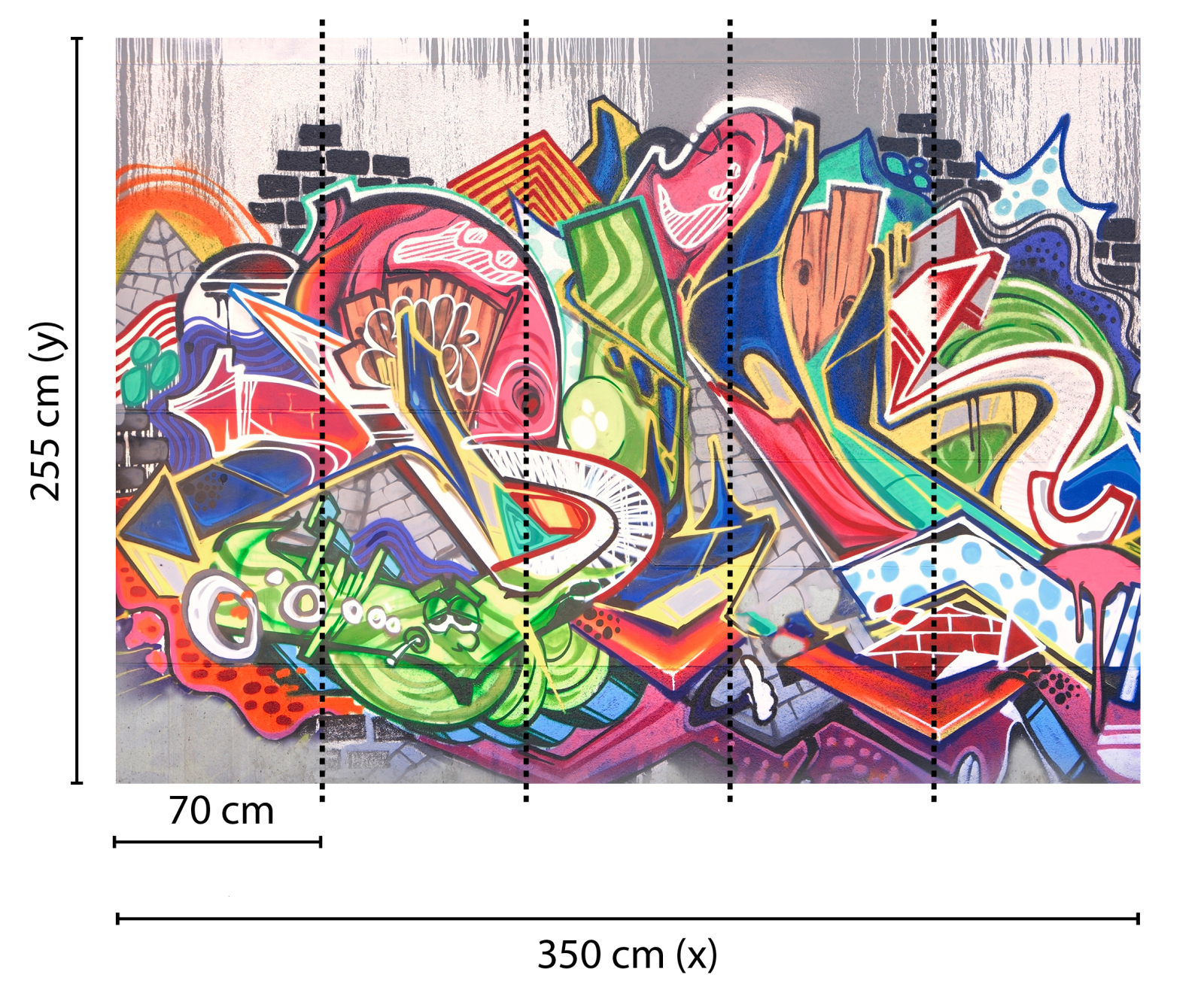 Fototapete DESIGNWALLS - bunt-grau - Graffiti - 2,55 Meter