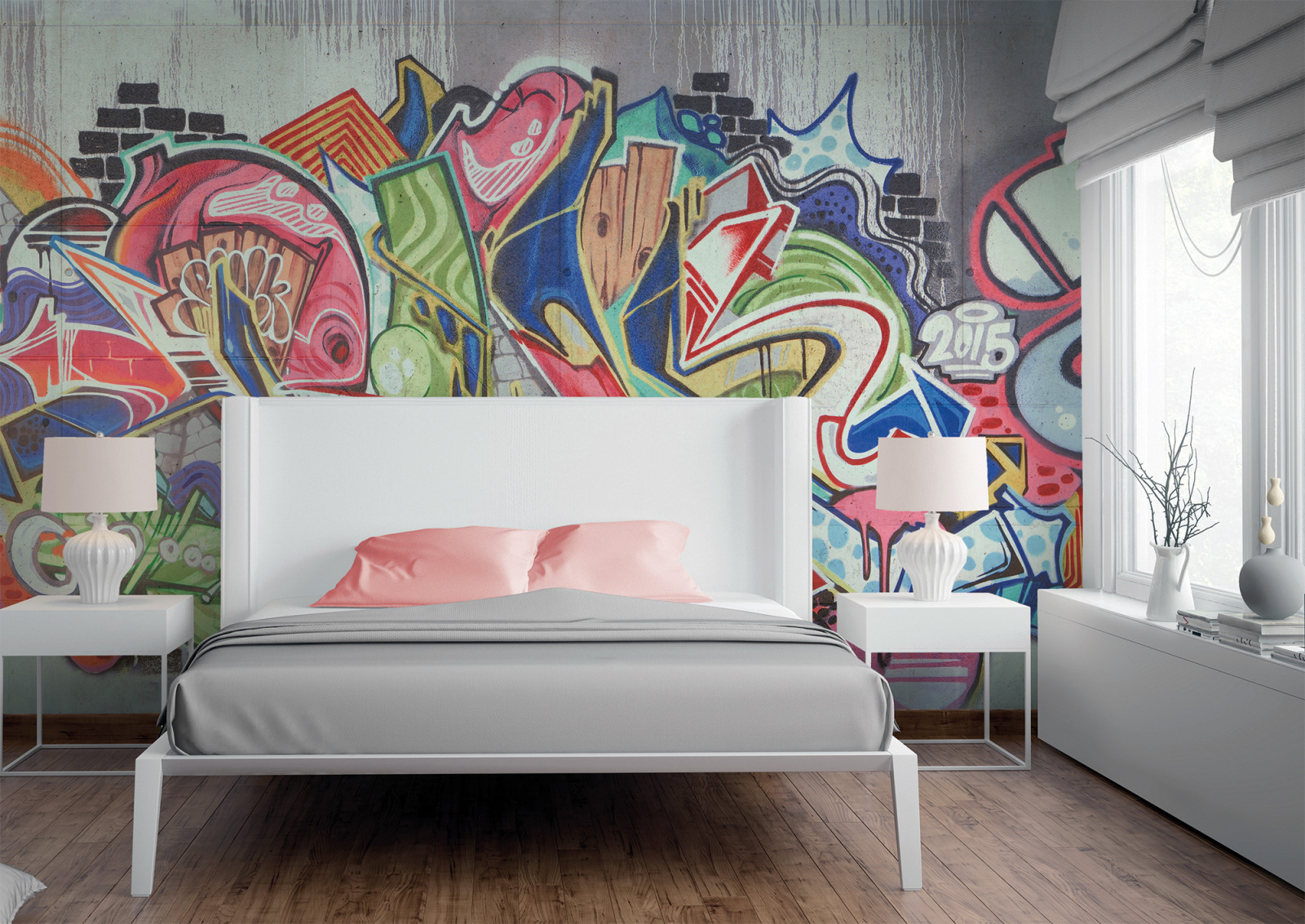 Fototapete DESIGNWALLS - bunt-grau - Graffiti - 2,55 Meter