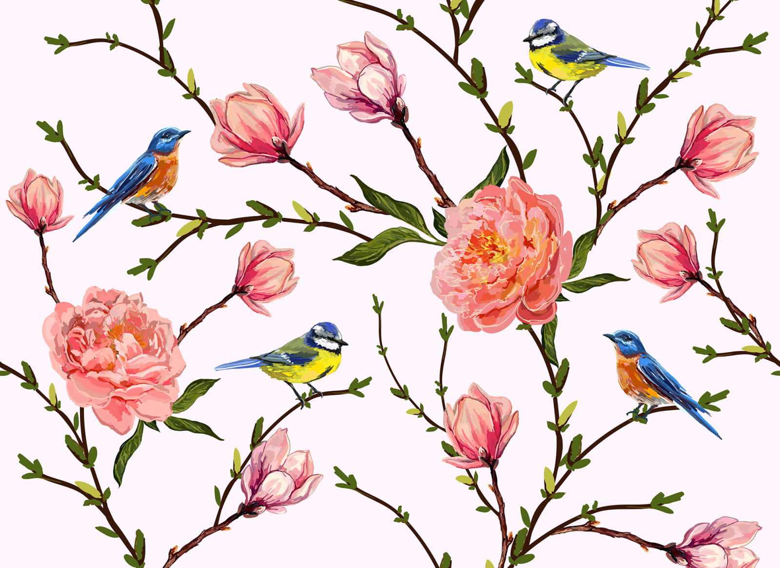 Fototapete DESIGNWALLS - grau-rosa - Blumen - 2,55 Meter