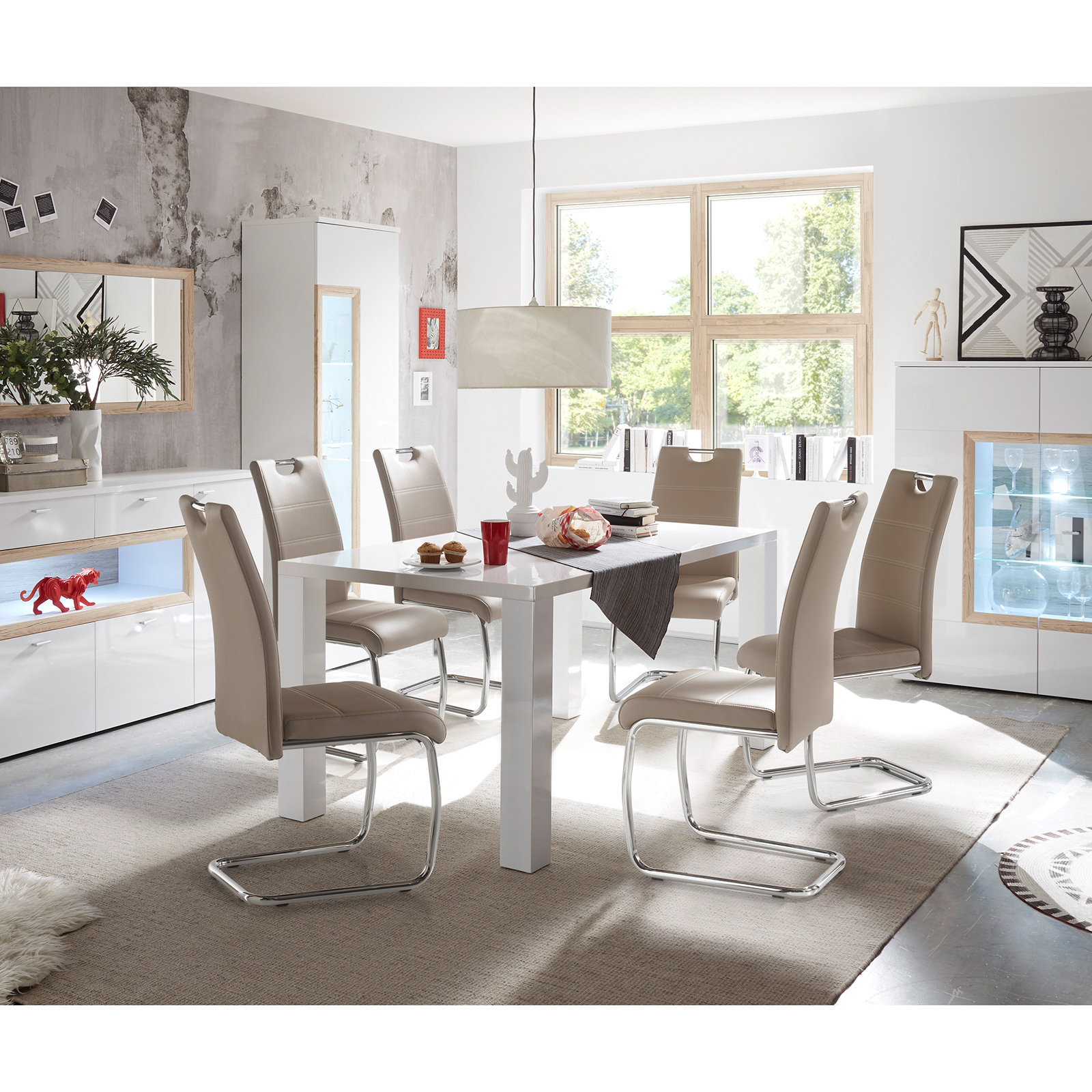 Freischwinger - cappuccino - Lederoptik