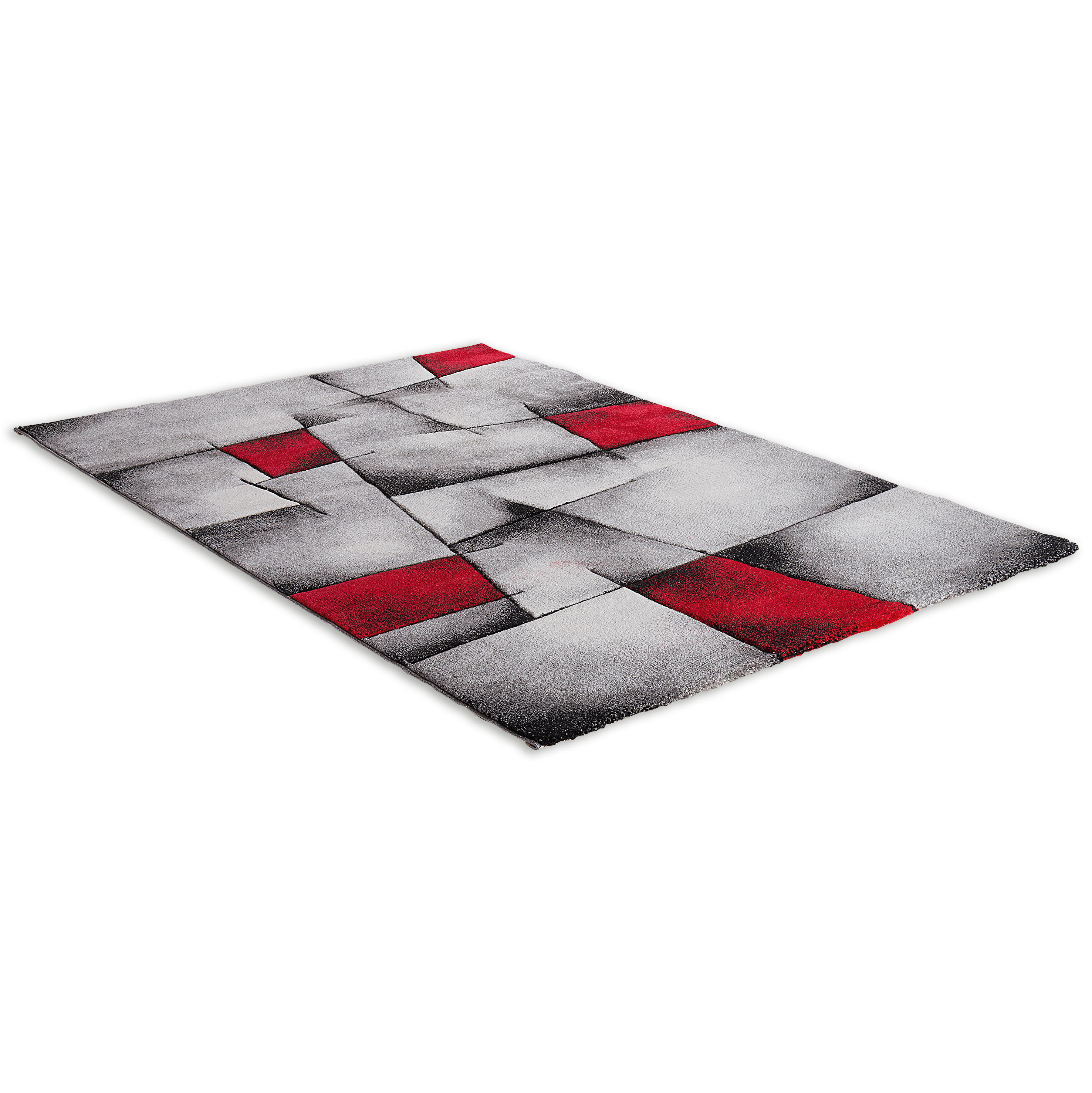 Frisee-Teppich - grau-rot - 80x150 cm