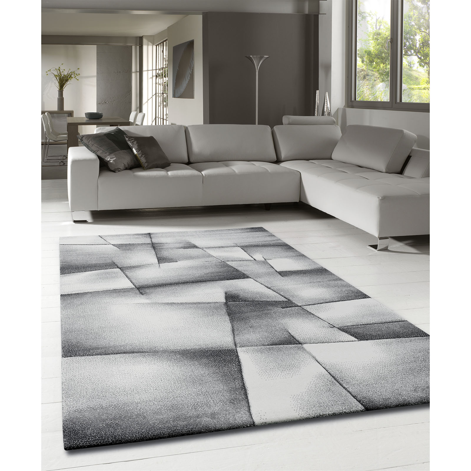 Frisee-Teppich - grau-schwarz - 160x230 cm