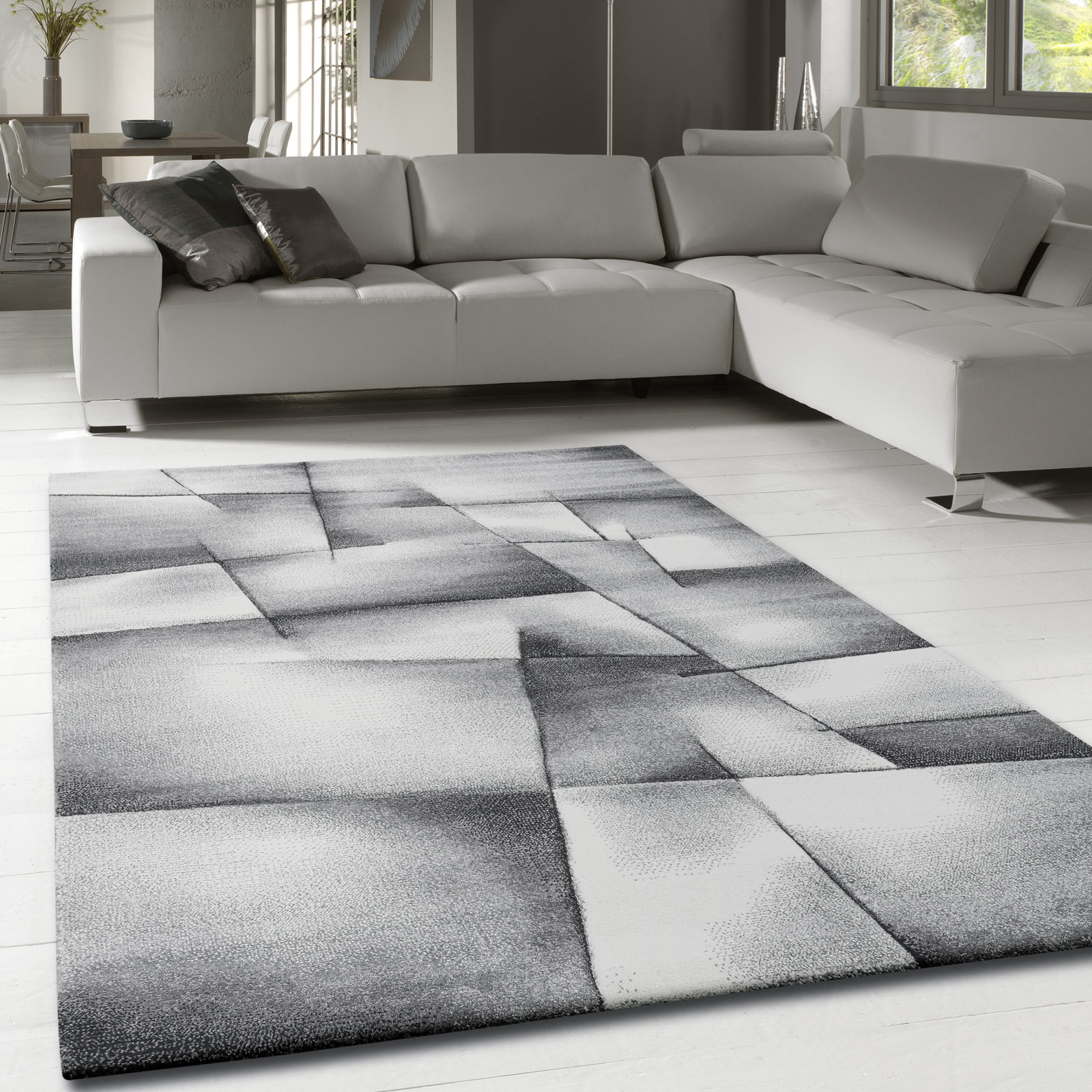 Frisee-Teppich - grau-schwarz - 80x150 cm