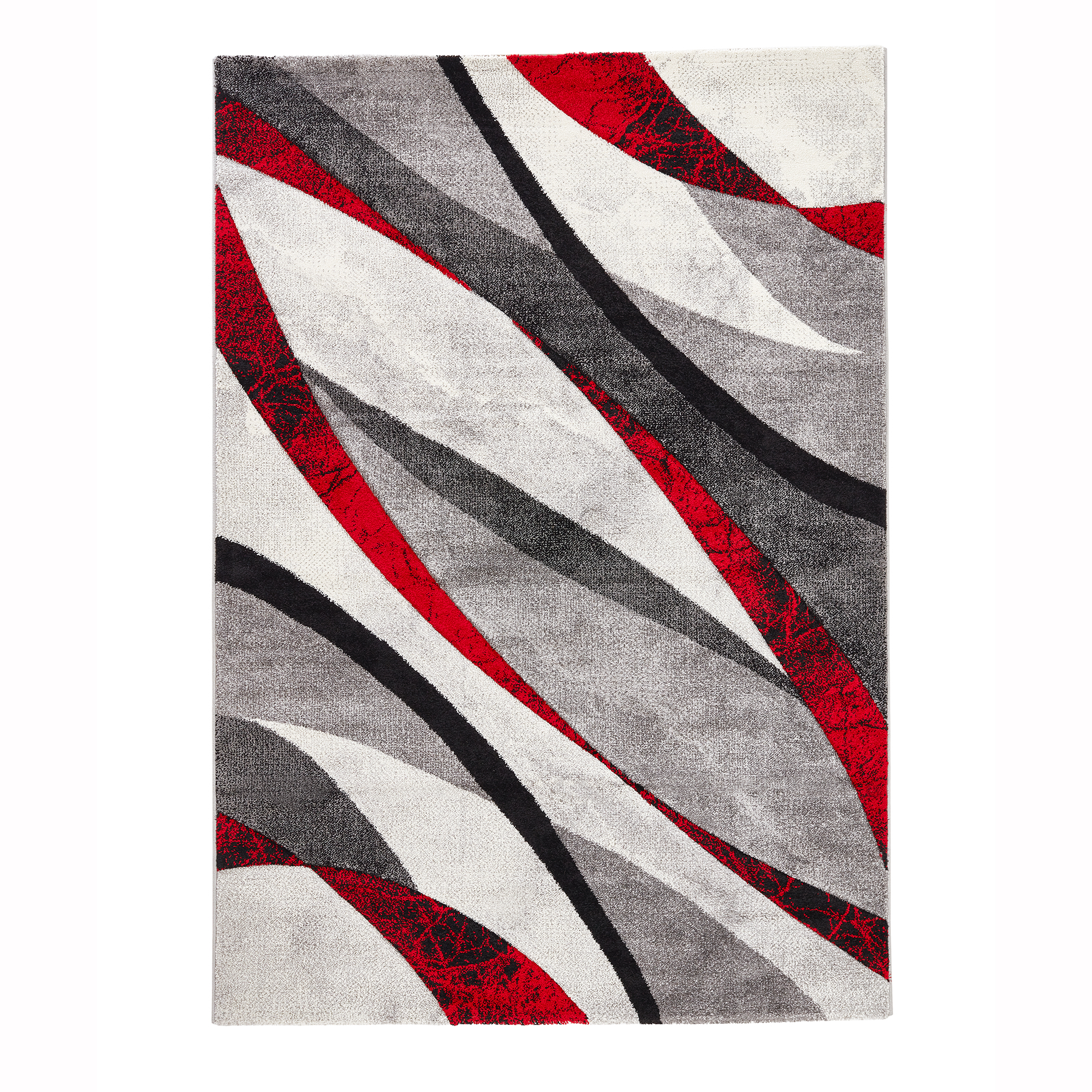 Frisee-Teppich - rot-grau - 120x170 cm