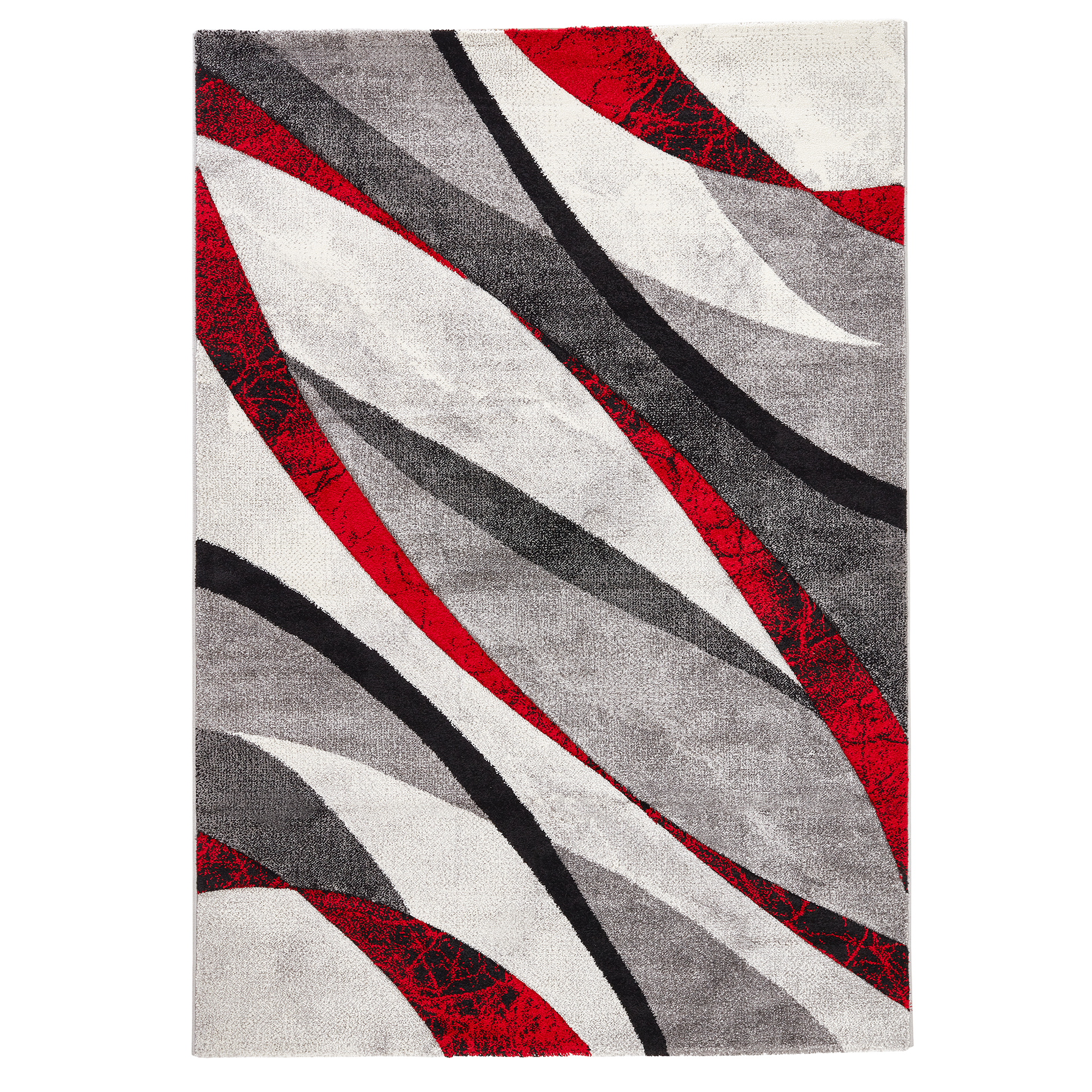 Frisee-Teppich - rot-grau - 160x230 cm