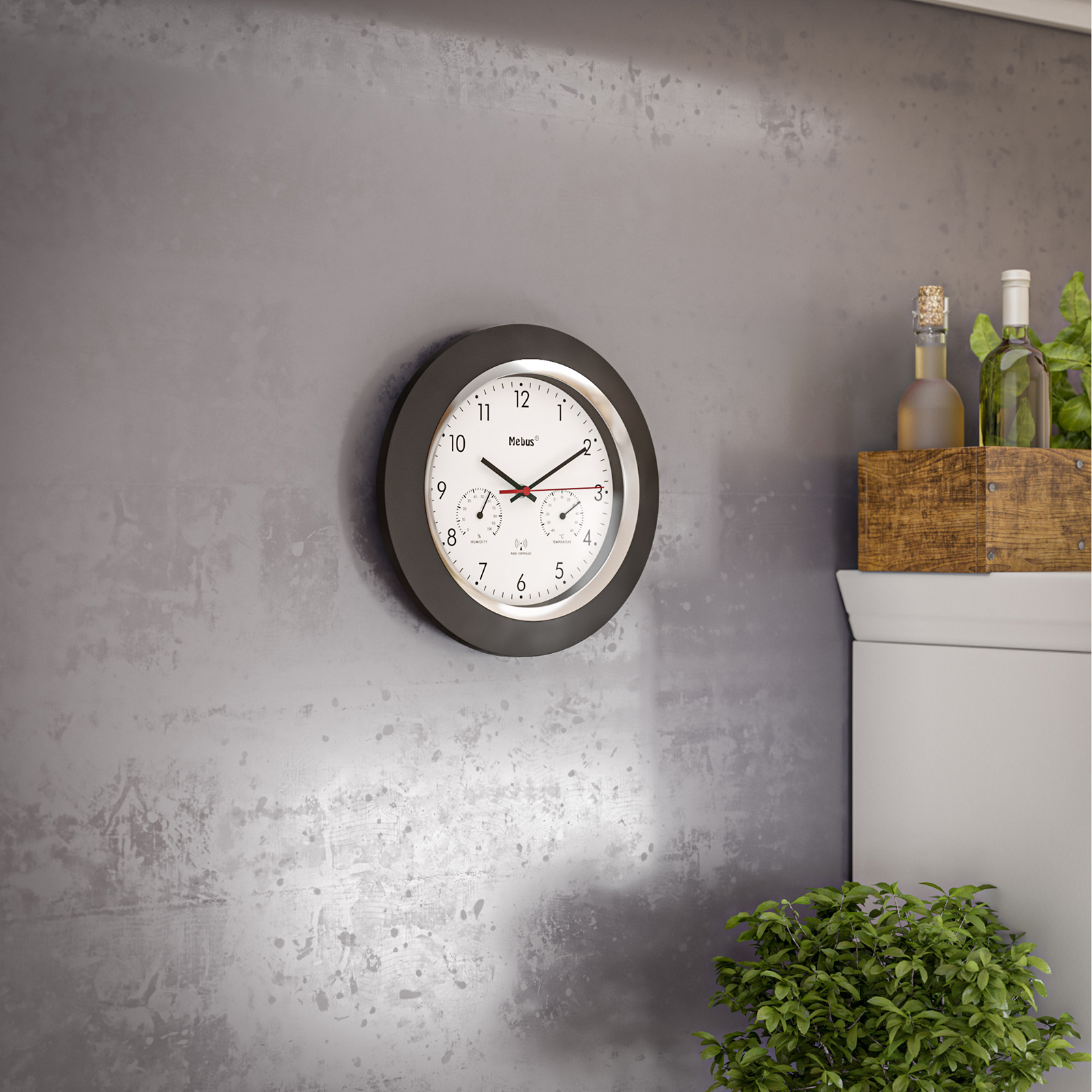 Kienzle Funkwanduhr 25 Cm – Roségold/Schwarz, DCF-Zeiteinstellung, Geräuschlos, Mit Aluminiumrahmen