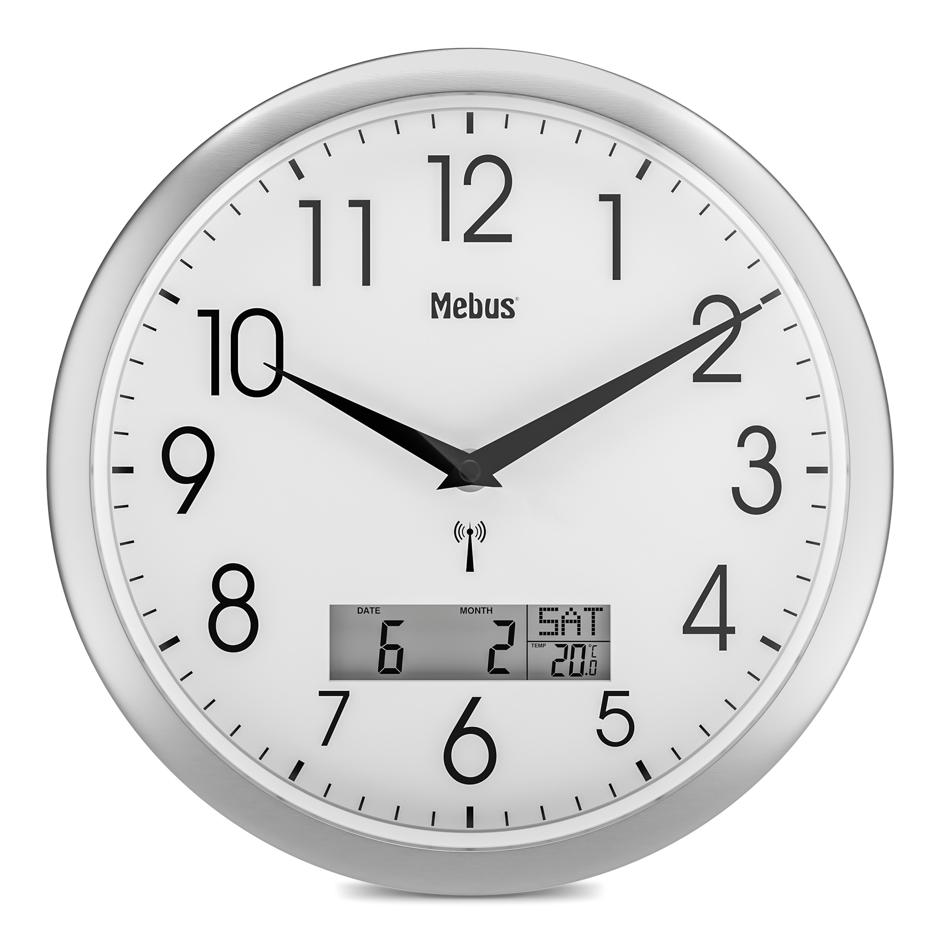 Funk-Wanduhr - weiß-silber - Ø 30 cm