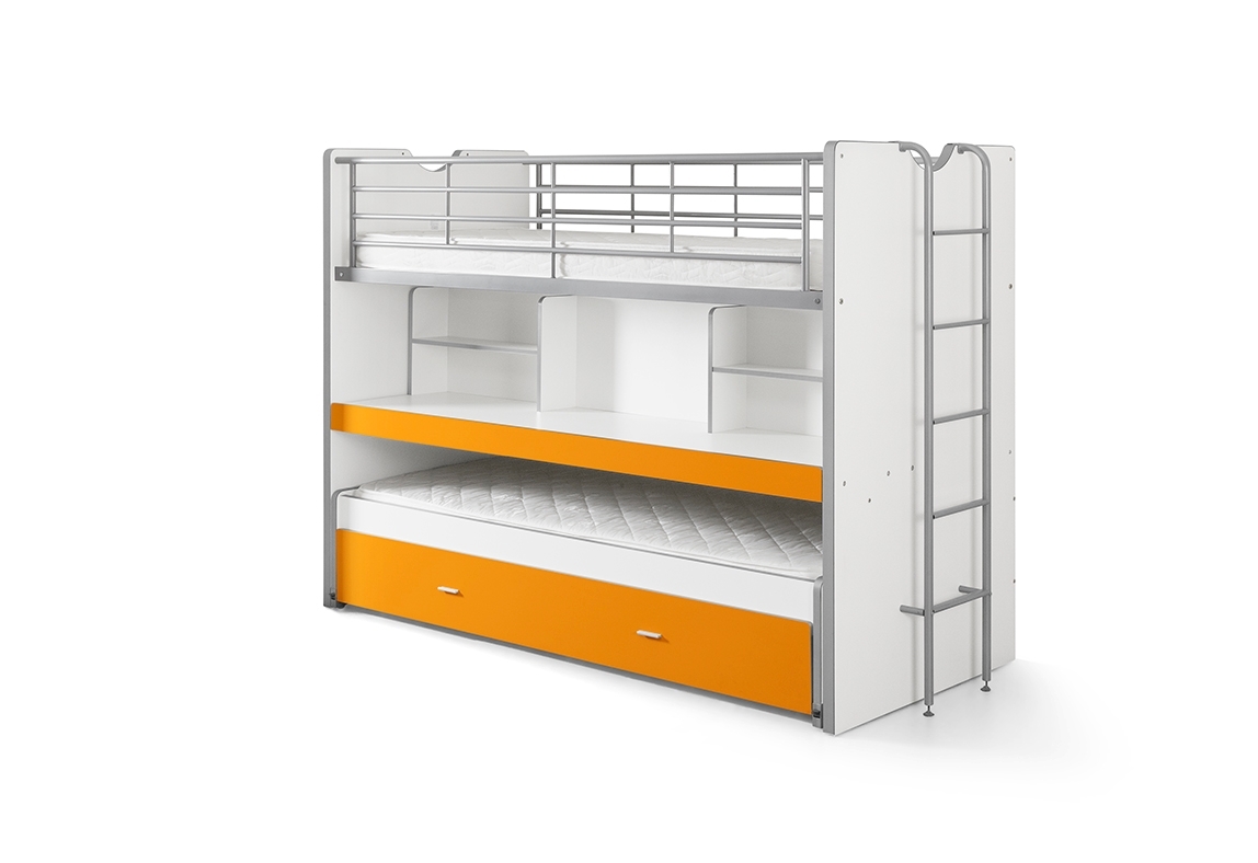Funktions-Hochbett Bonny - weiß-orange - 2x 90x200 cm