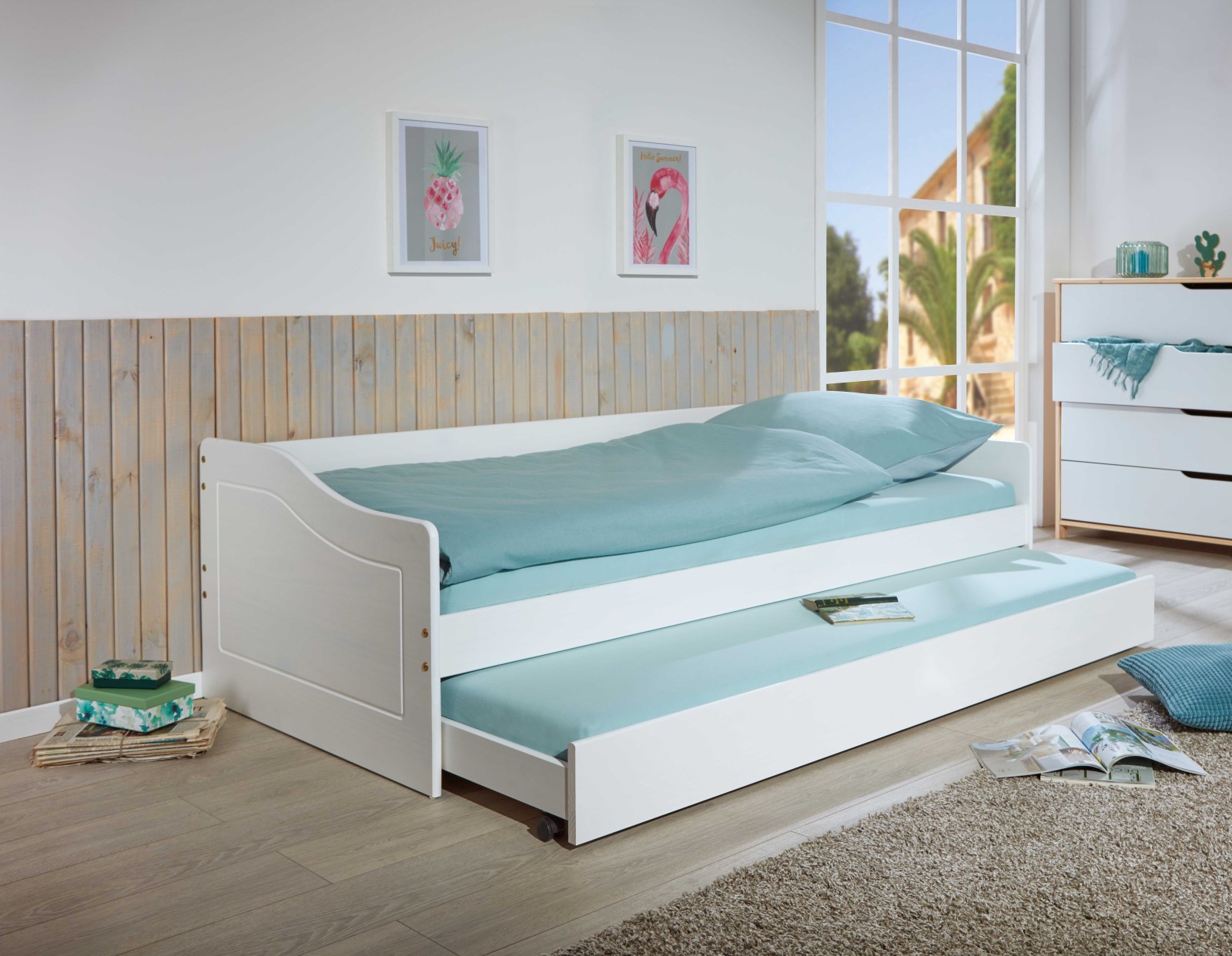 Funktionsbett LEONIE 23 - weiß - Massivholz - 2x 90x190 cm