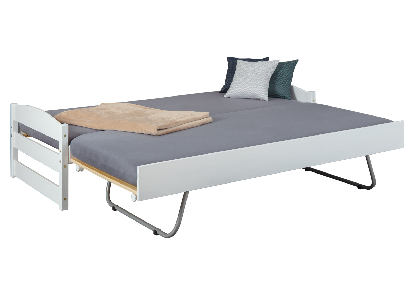 Funktionsbett VINDAS - weiß - Massivholz - 2 Liegeflächen