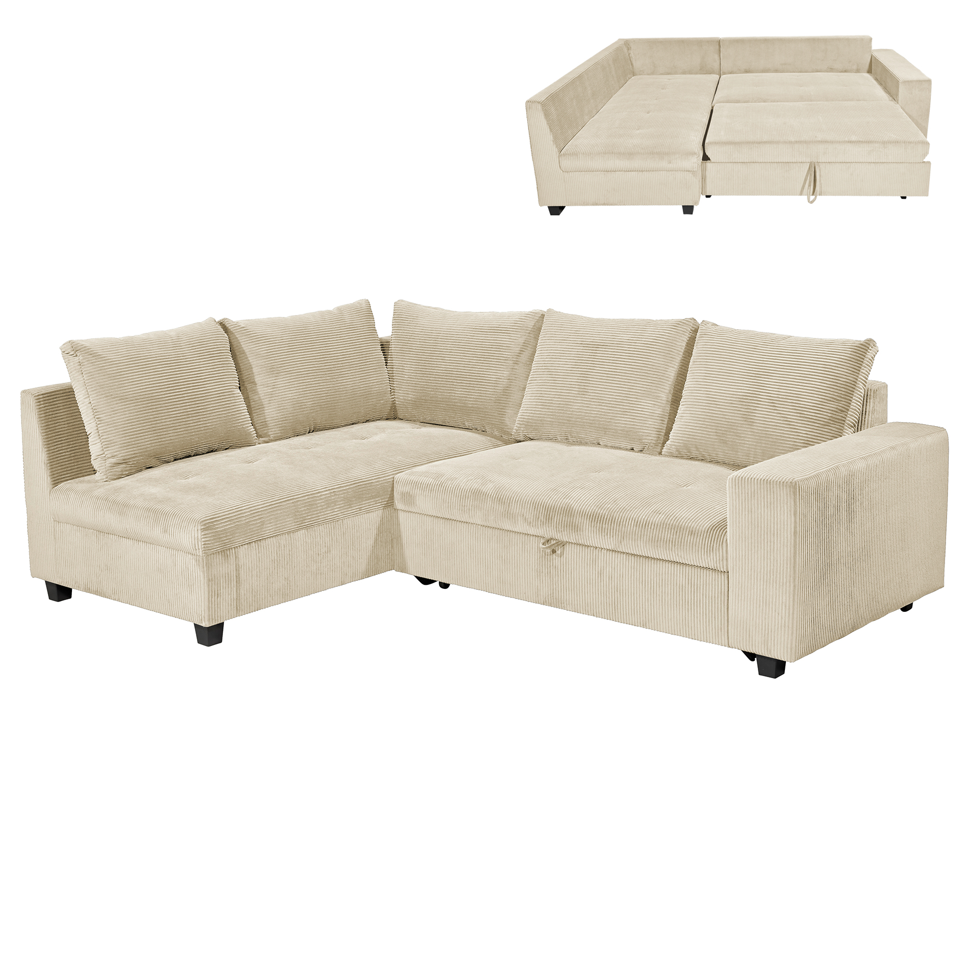 Funktionsecke - cream - Liegefunktion - Recamiere links